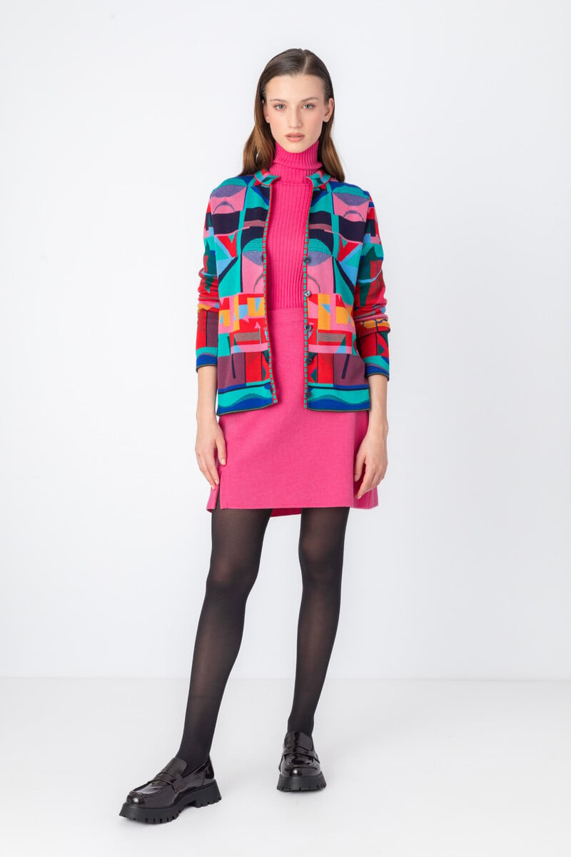 IVKO - Jacquard Cardigan Abstract Motive Cherry