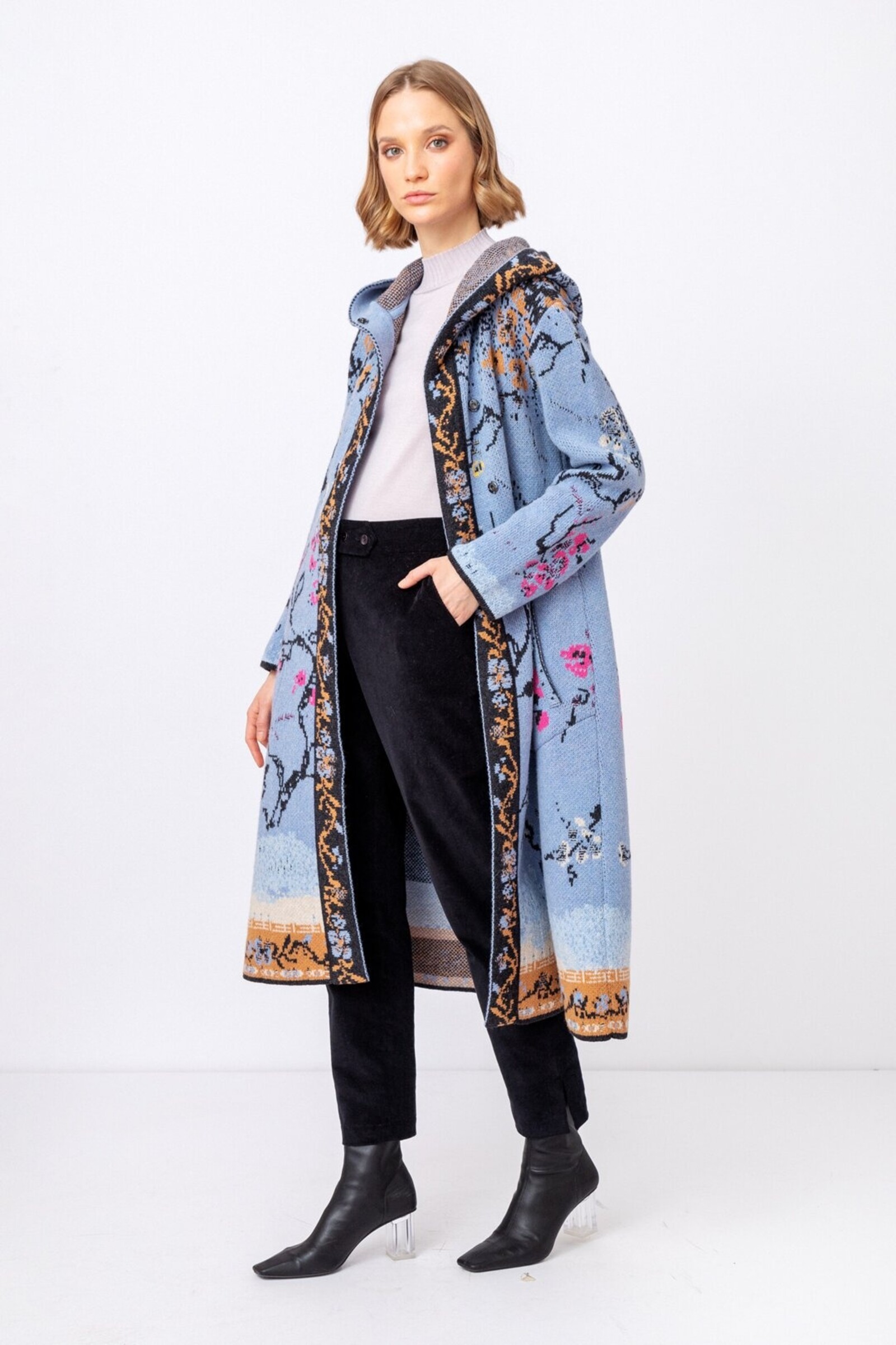 IVKO  Woman IVKO - Long Coat Cherry Blossom Pattern Sky