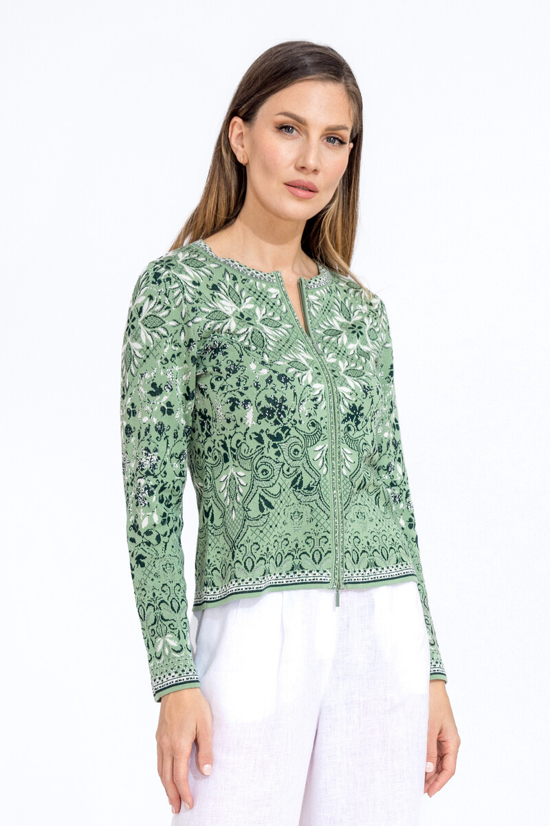 IVKO - Cardigan with Zip Alhambra Pattern Pastel Green