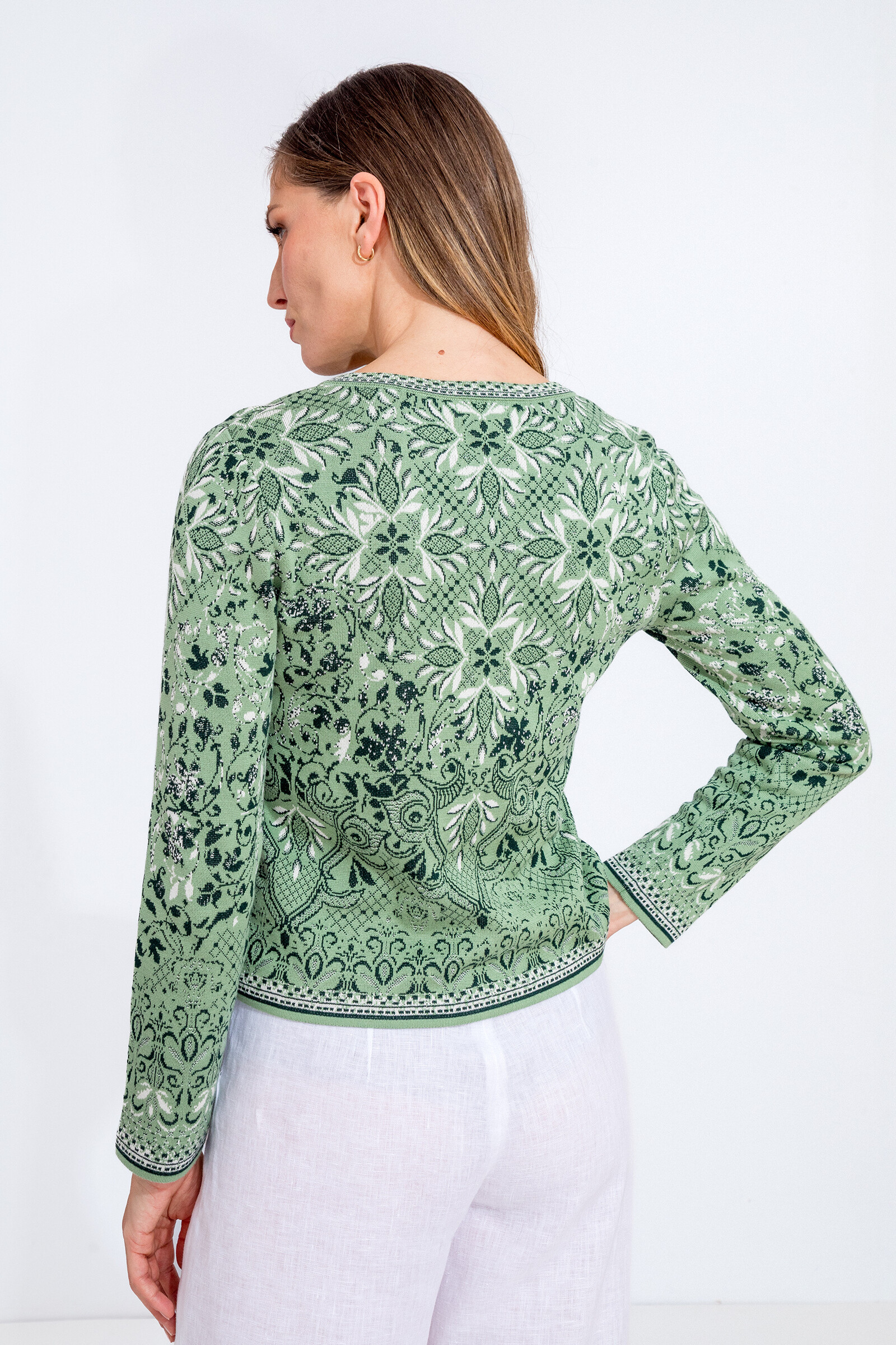 IVKO  Woman IVKO - Cardigan with Zip Alhambra Pattern Pastel Green