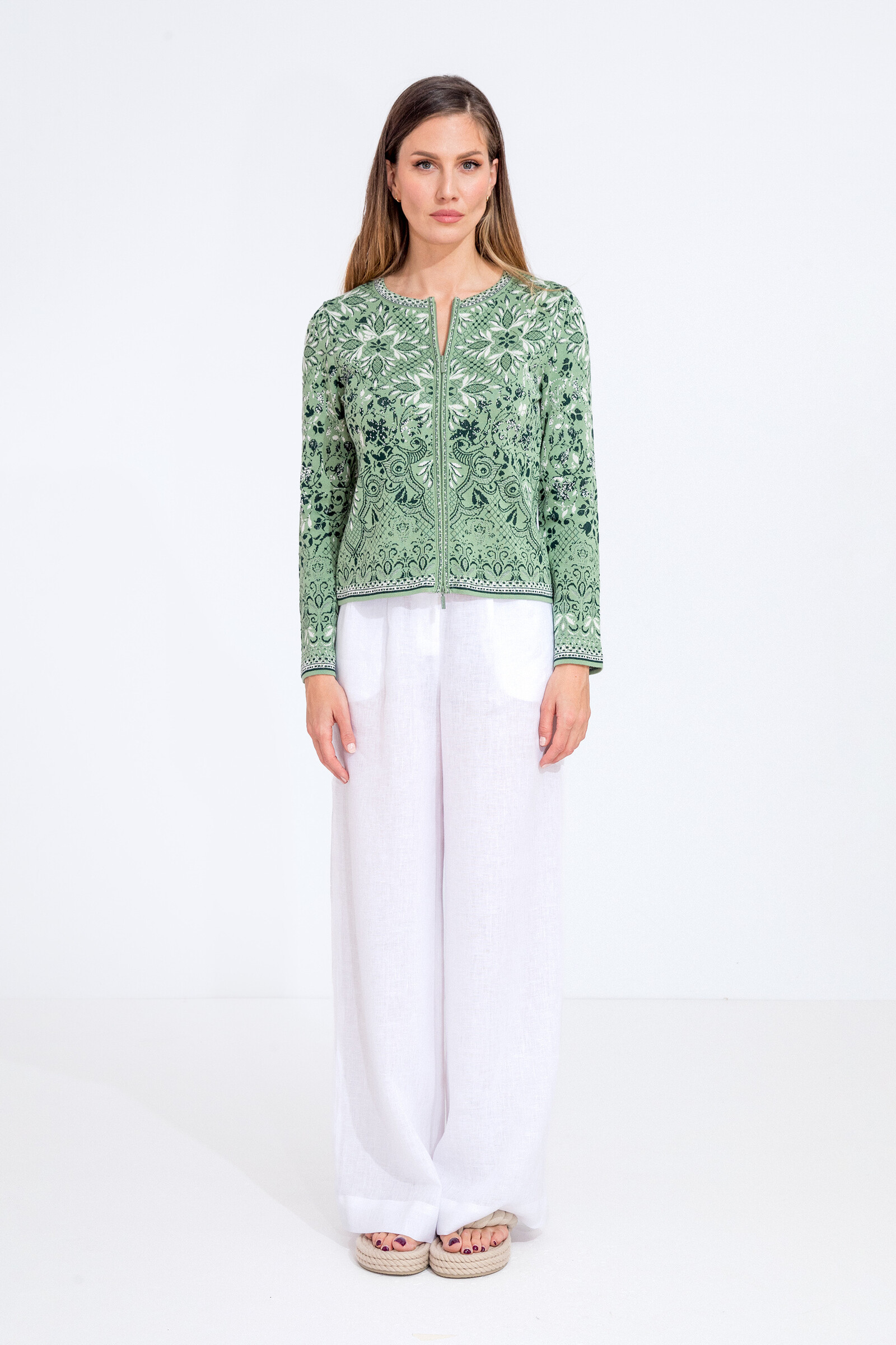 IVKO  Woman IVKO - Cardigan with Zip Alhambra Pattern Pastel Green