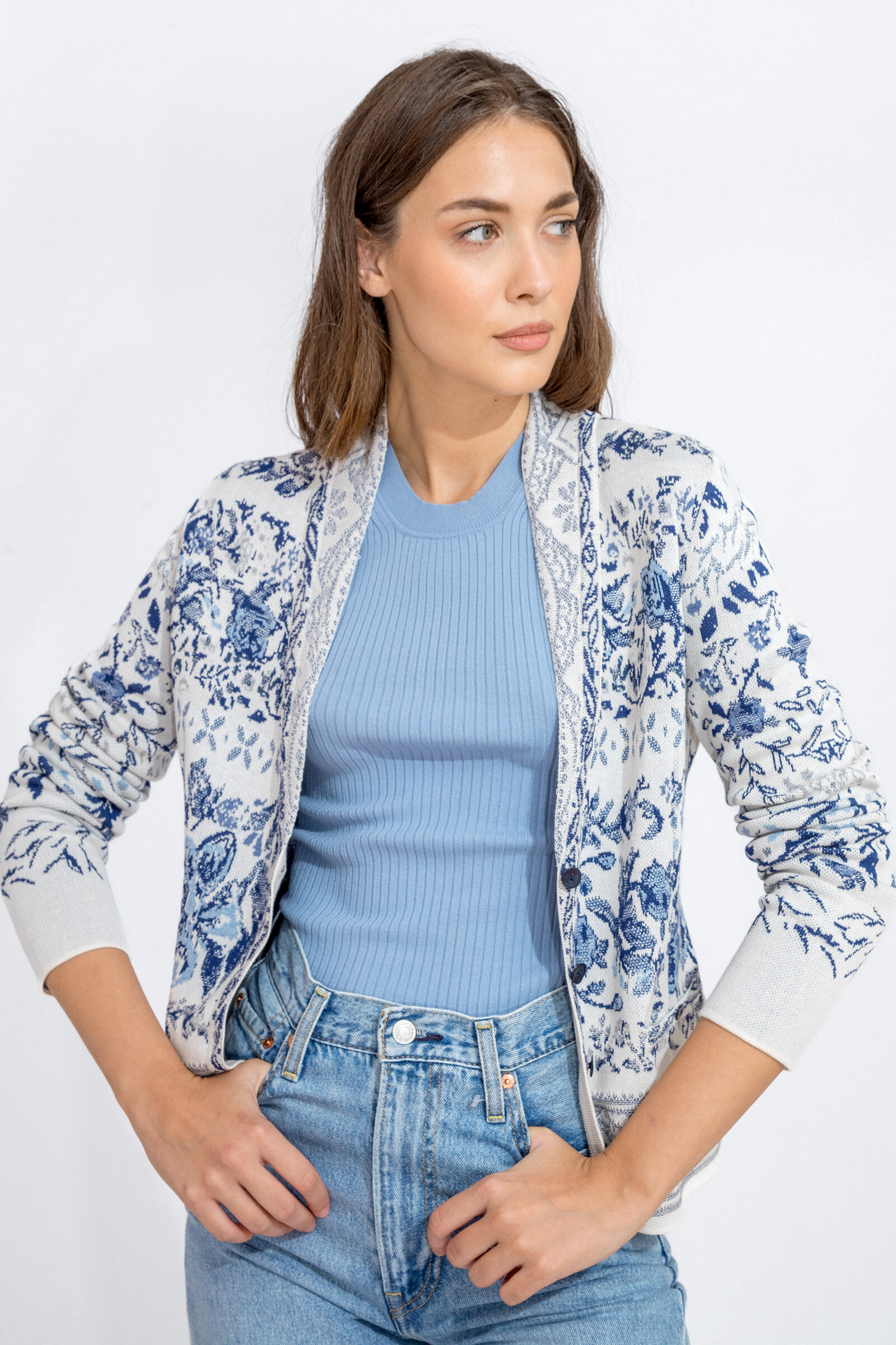 IVKO  Woman IVKO - Jacquard Jacket Andalusia Pattern White