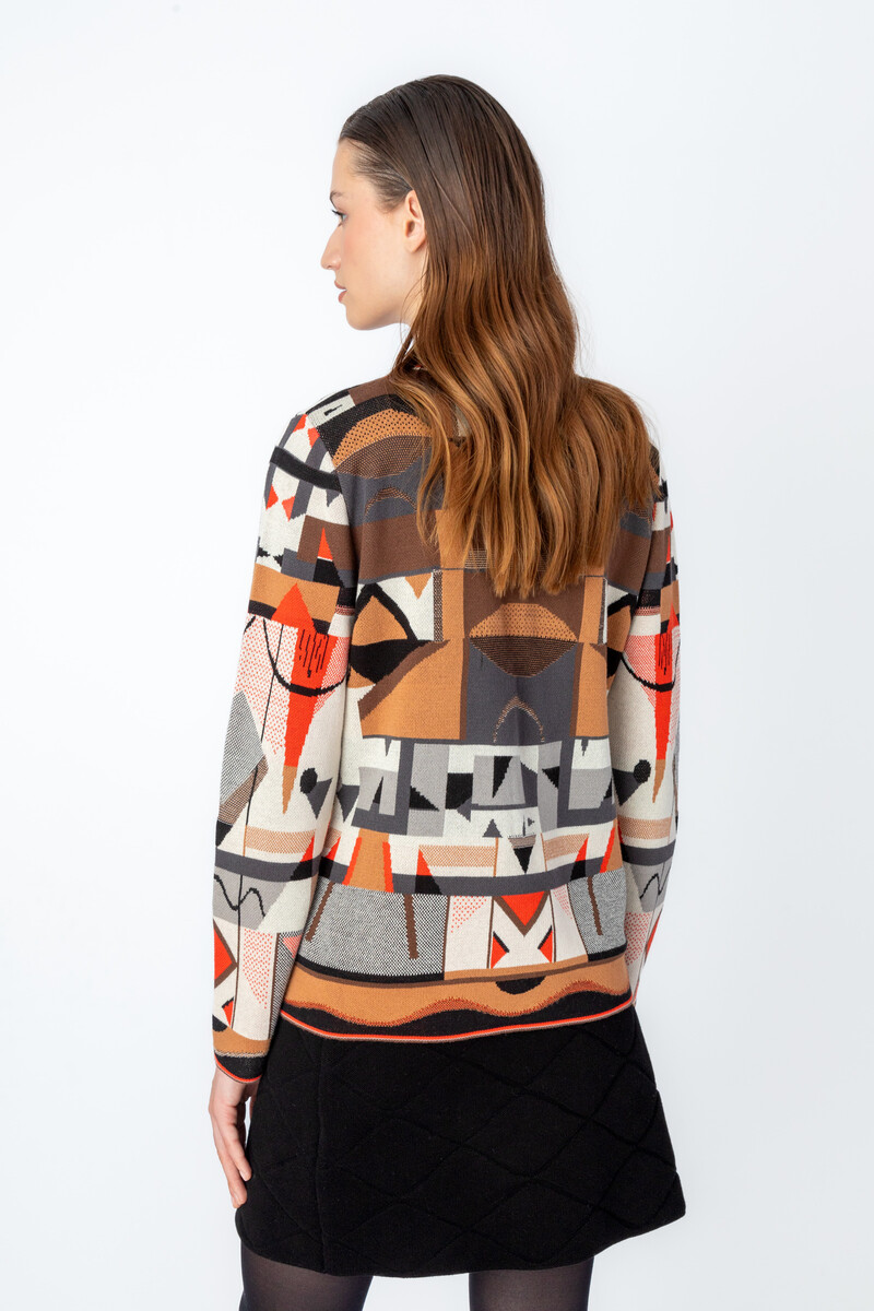 IVKO - Jacquard Cardigan Abstract Motive White Coffee