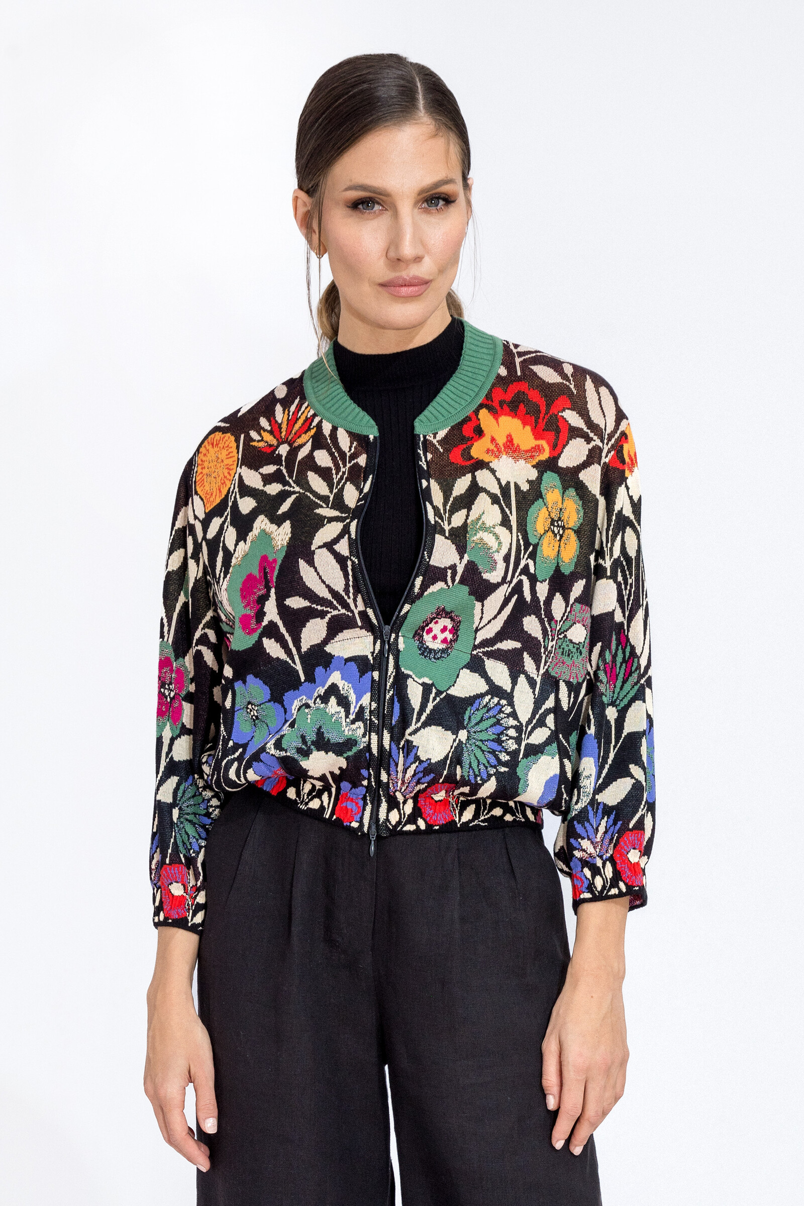 IVKO  Woman IVKO - Bomber Jacket Floral Pattern Black