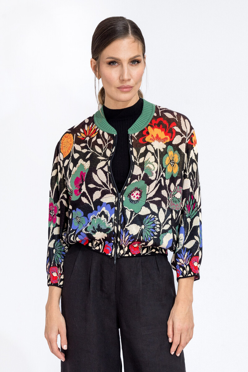 IVKO - Bomber Jacket Floral Pattern Black