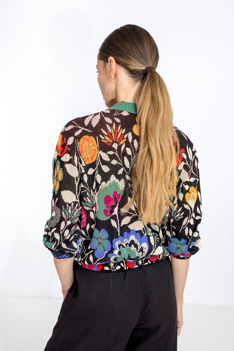 IVKO - Bomber Jacket Floral Pattern Black