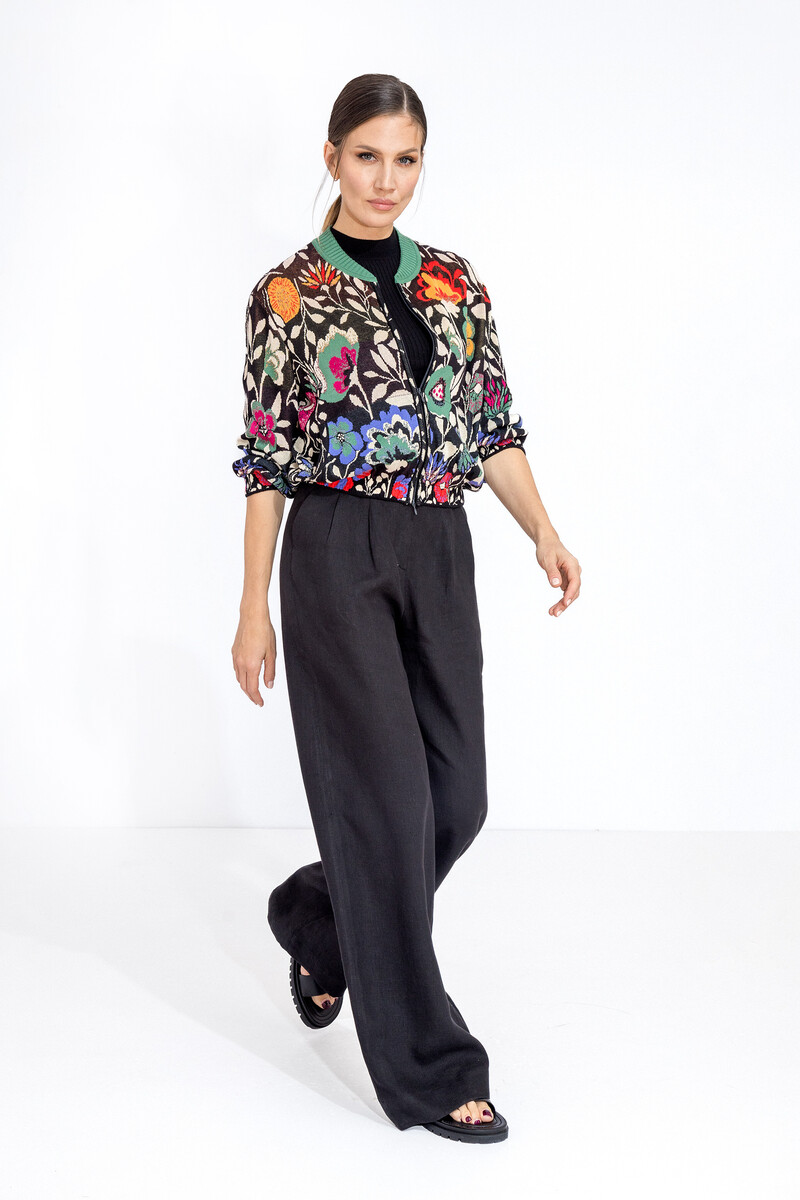 IVKO - Bomber Jacket Floral Pattern Black