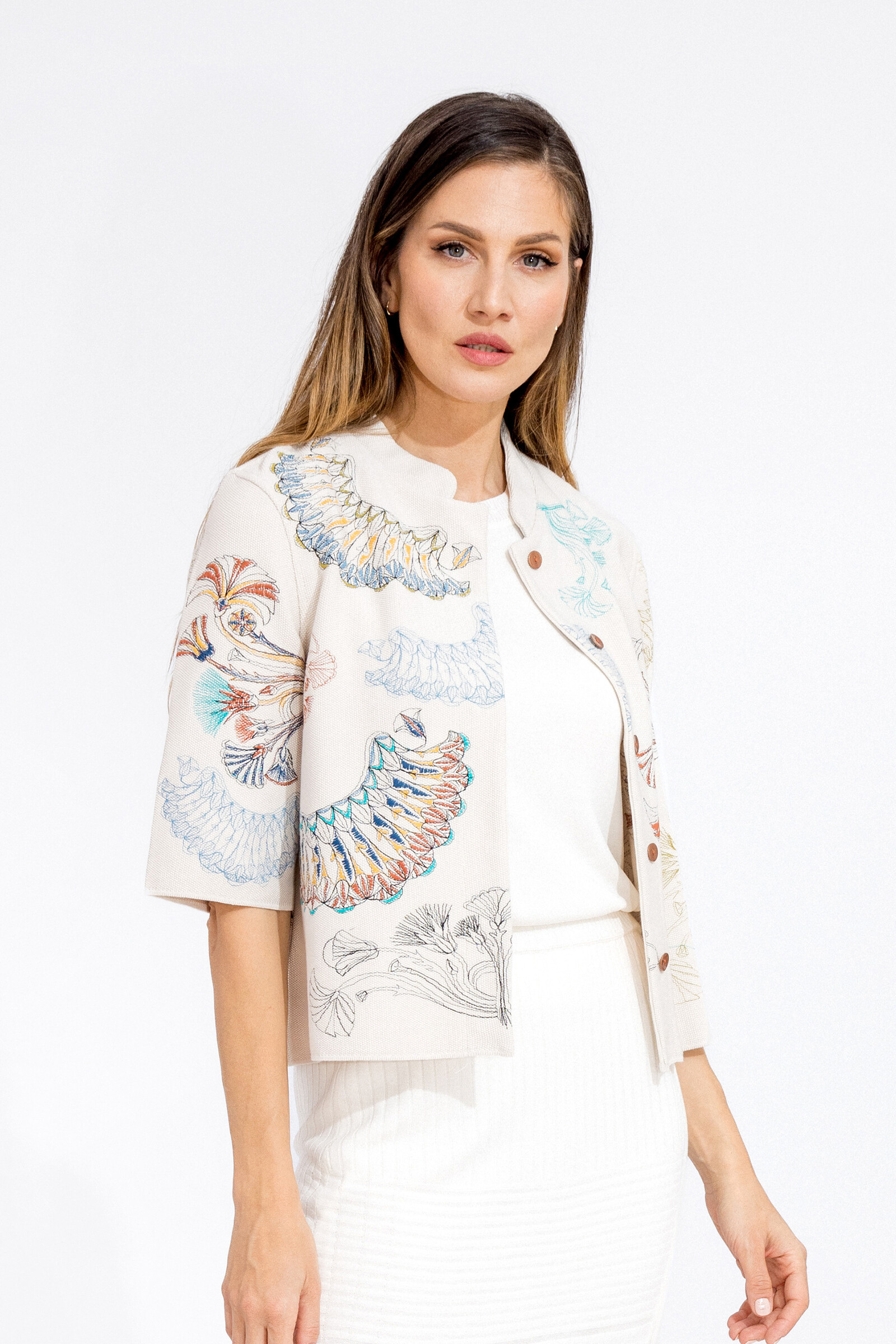 IVKO  Woman IVKO - Embroidery Jacket Lotus Motif Off-White