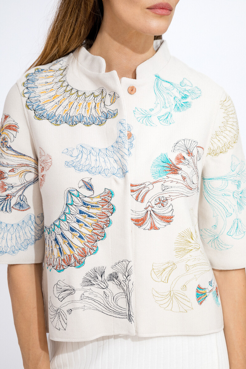 IVKO - Embroidery Jacket Lotus Motif Off-White