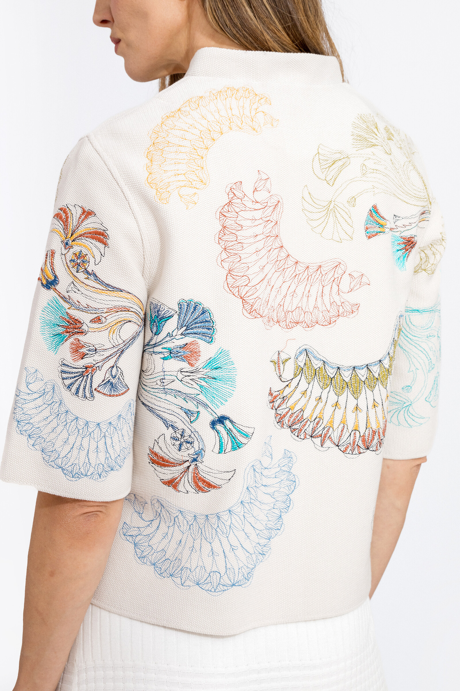 IVKO  Woman IVKO - Embroidery Jacket Lotus Motif Off-White