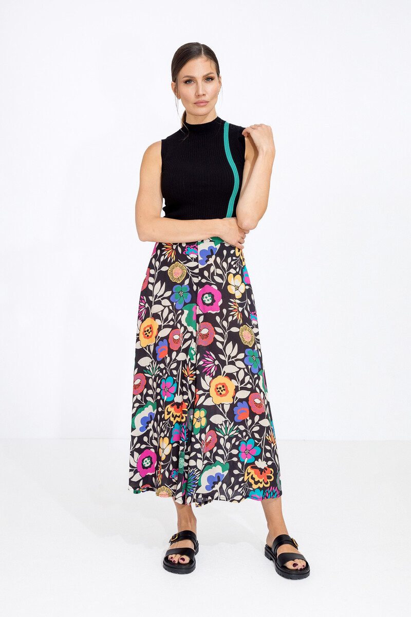 IVKO - Palazzo Pants Floral Print Black