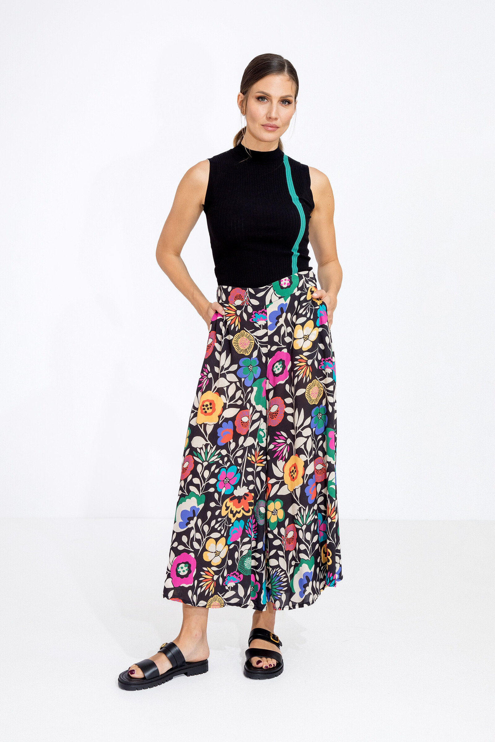 IVKO  Woman IVKO - Palazzo Pants Floral Print Black