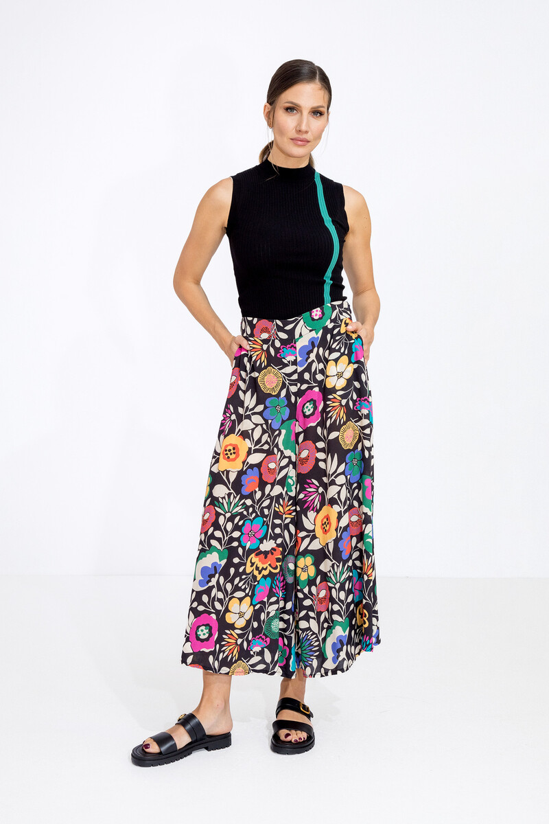 IVKO - Palazzo Pants Floral Print Black