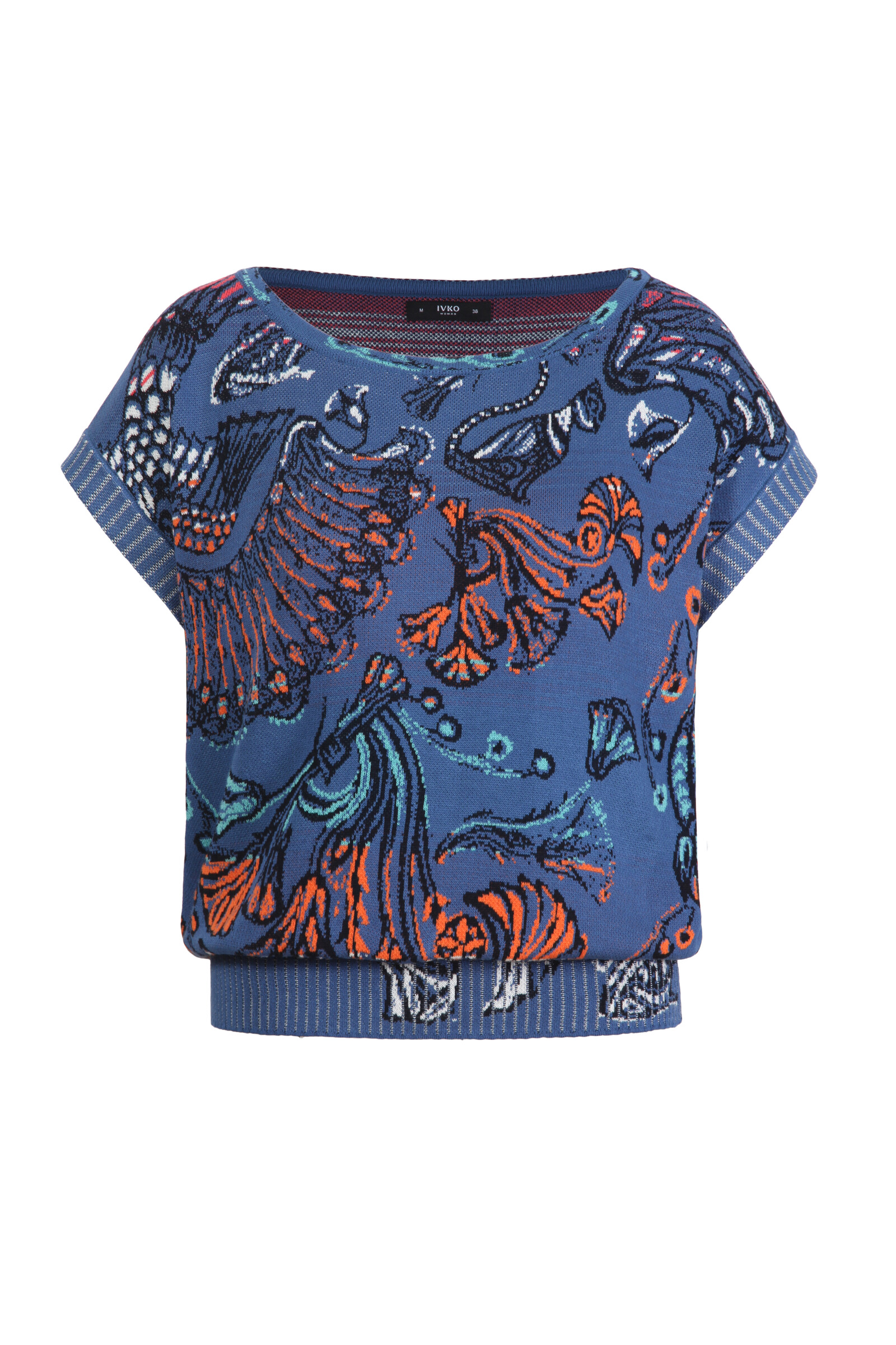 IVKO  Woman IVKO - Boat Neck Pullover Lotus Motif Stone Blue