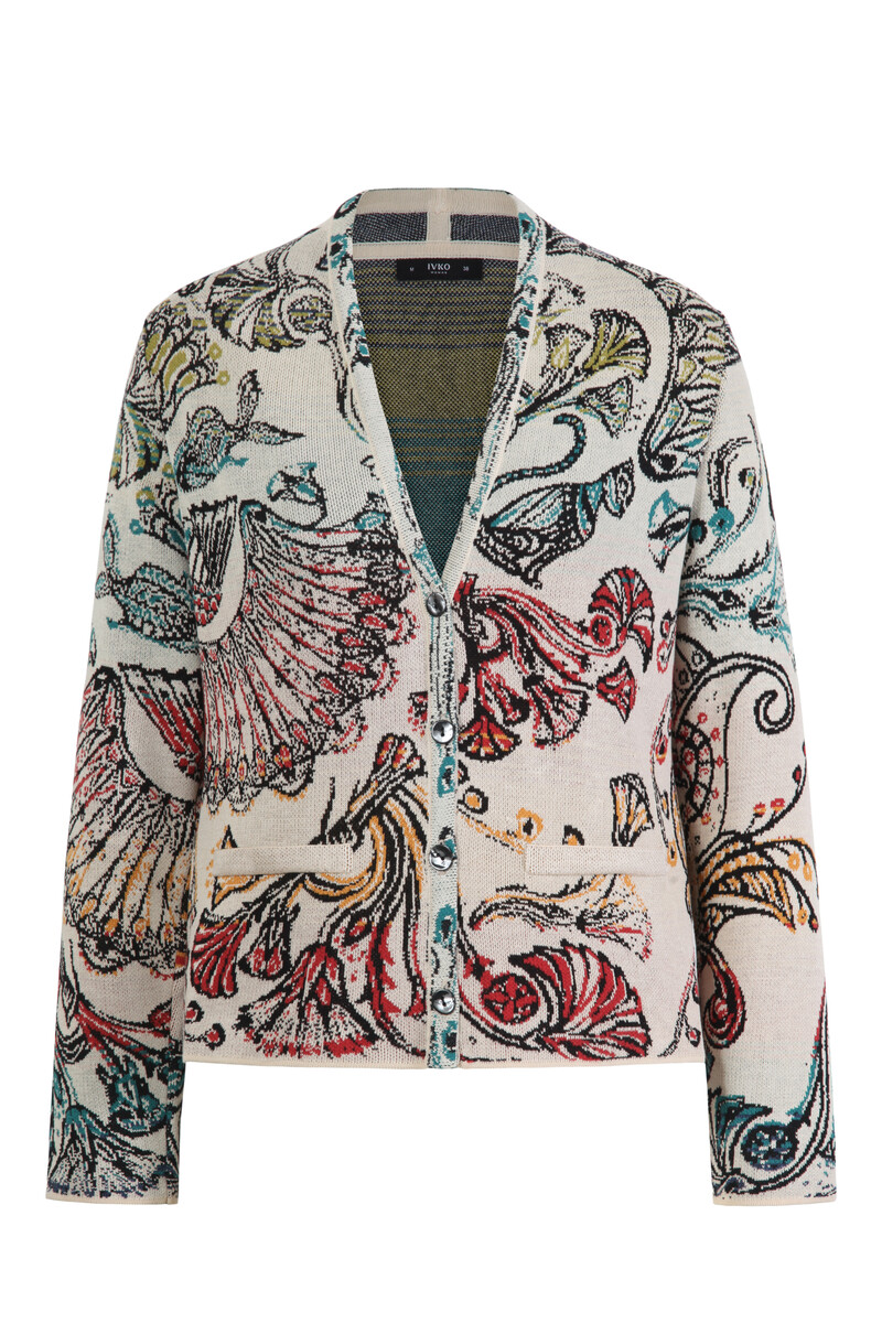 IVKO - Jacket V-Neck Lotus Motif Off-White