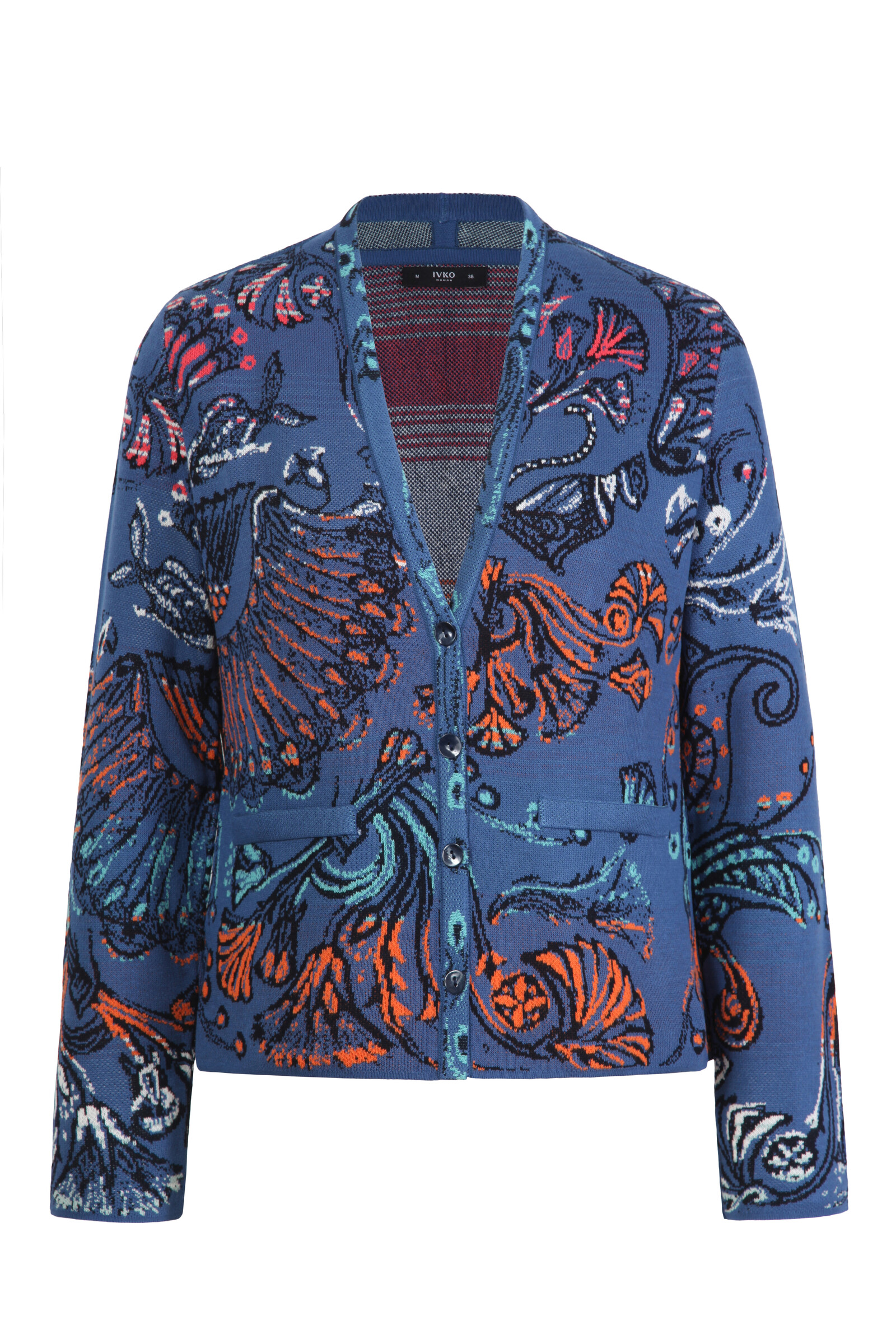 IVKO  Woman IVKO - Jacket V-Neck Lotus Motif Stone Blue