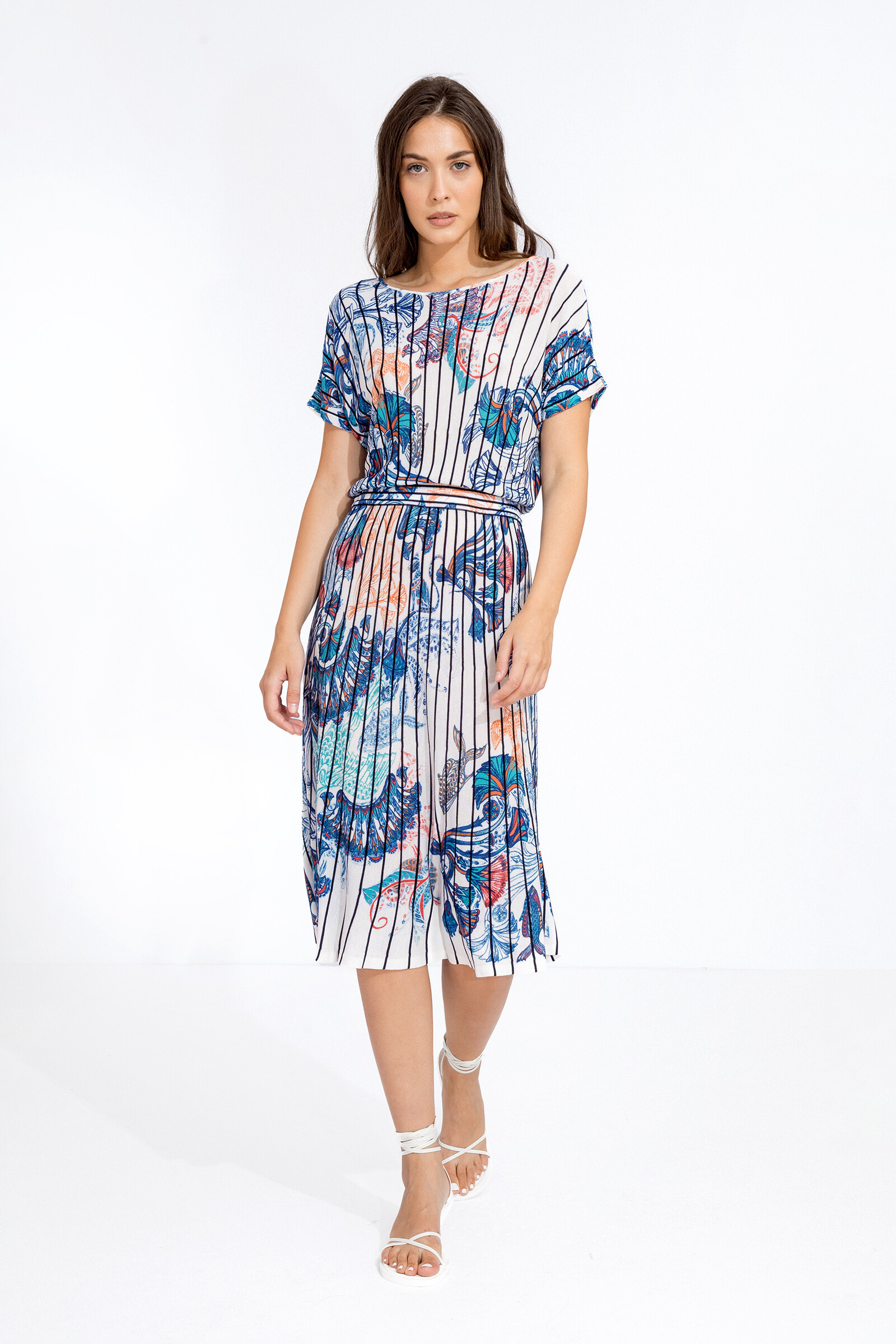 IVKO  Woman IVKO - Printed Dress Lotus Motif Stone Blue