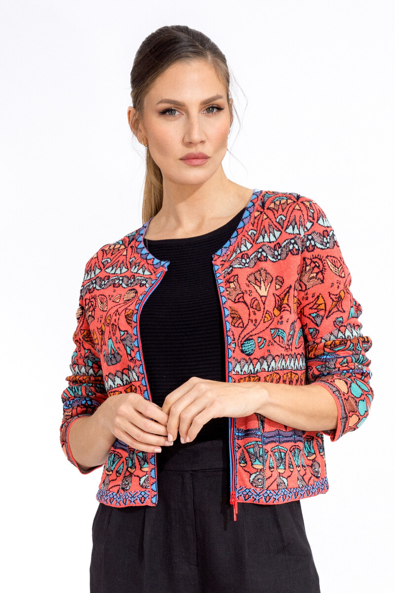 IVKO - Zip Cardigan Papyrus Motif Red