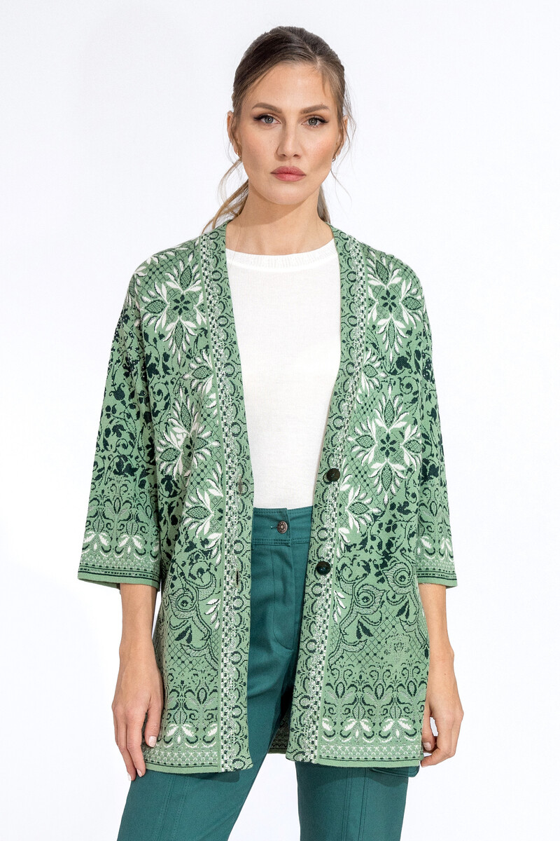 IVKO - V-Neck Cardigan Alhambra Pattern Pastel Green