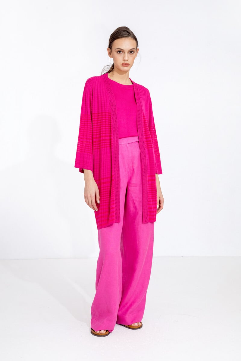 IVKO - Long Cardigan Structure Pattern Magenta