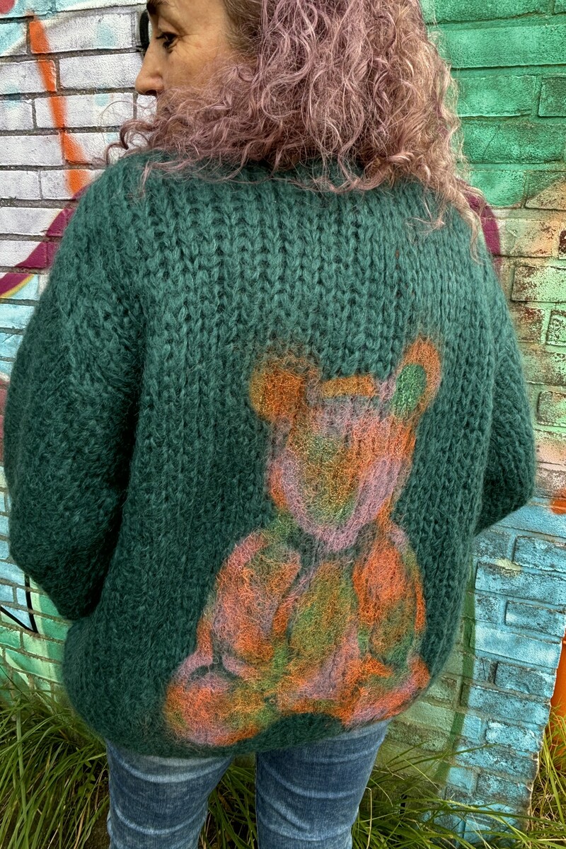 Les Tricots d'O - Charlotte Dark Green Bear Graffiti