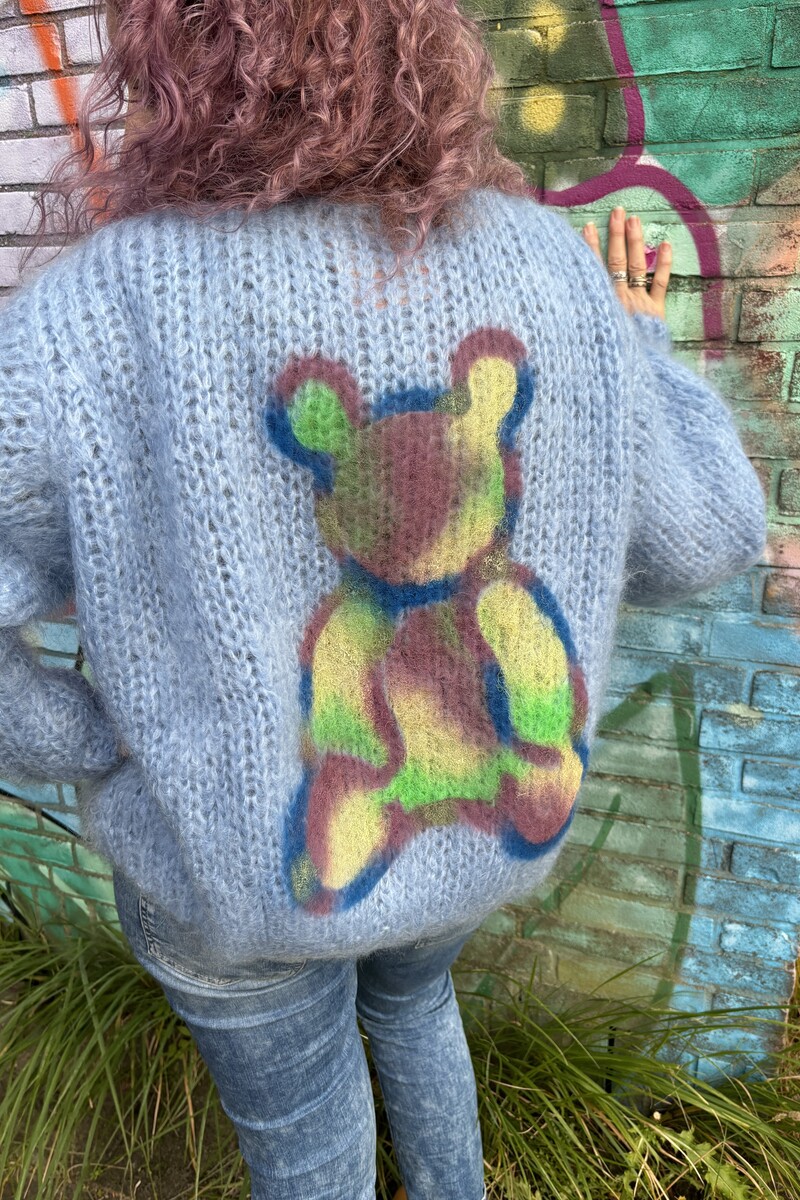 Les Tricots d'O - Charlotte Light Blue Bear Graffiti