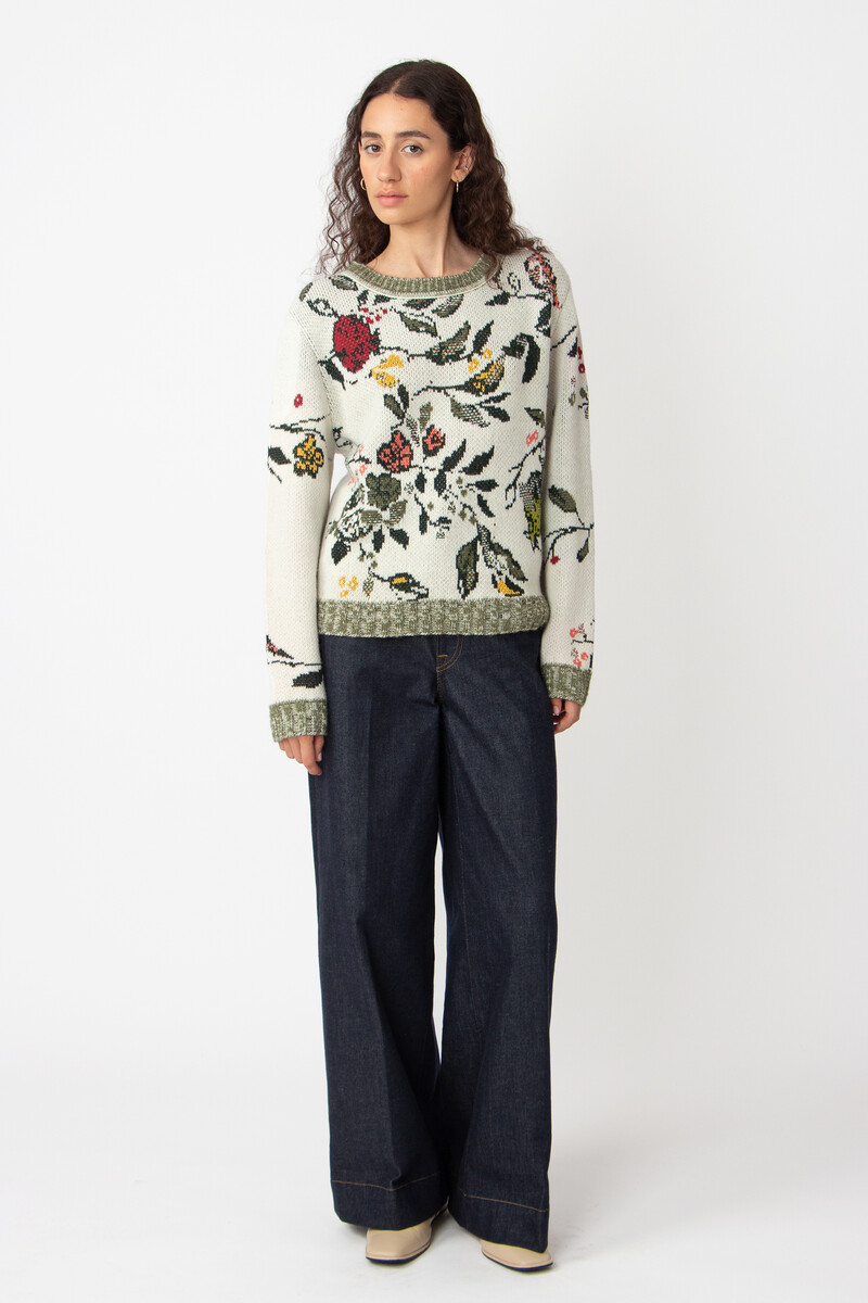 IVKO - Jacquard Pullover Floral Pattern Off-White