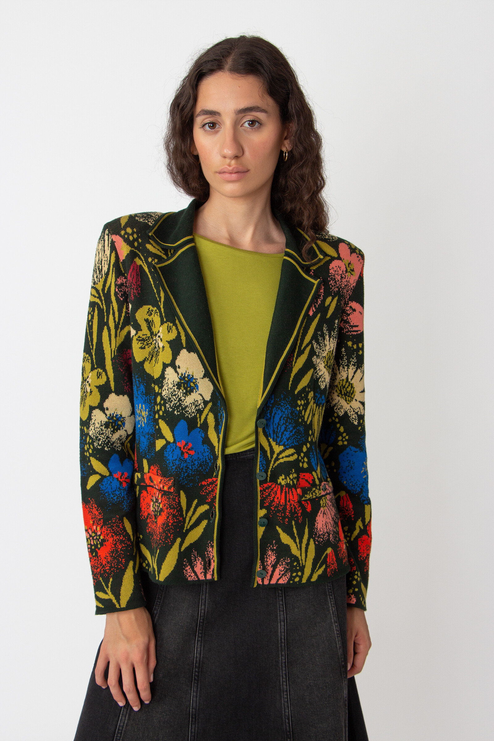 IVKO  Woman IVKO - V-Neck Jacket Floral Pattern Forest