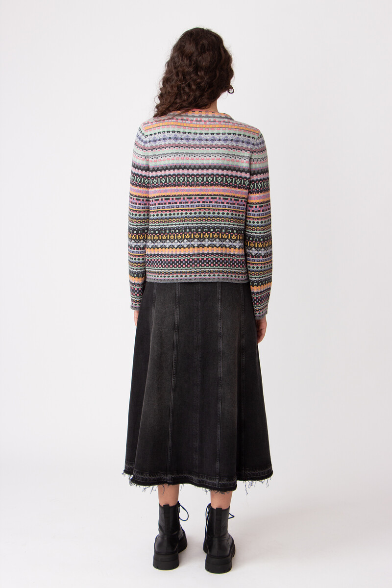 IVKO - O-Neck Cardigan Stripe Pattern Anthracite