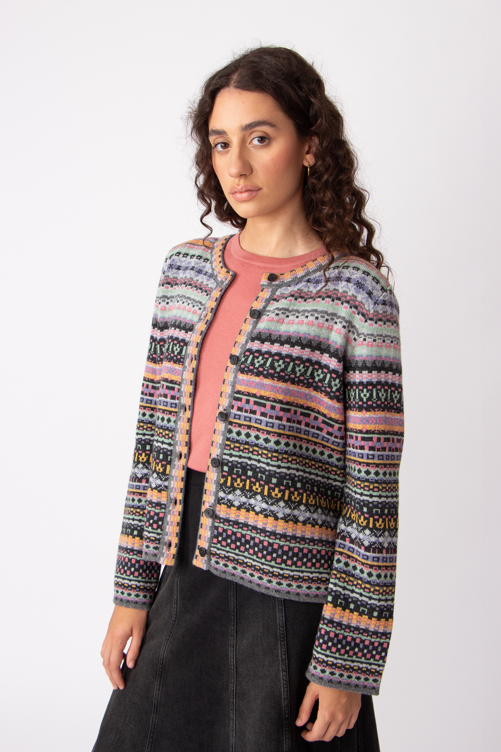 IVKO  Woman IVKO - O-Neck Cardigan Stripe Pattern Anthracite