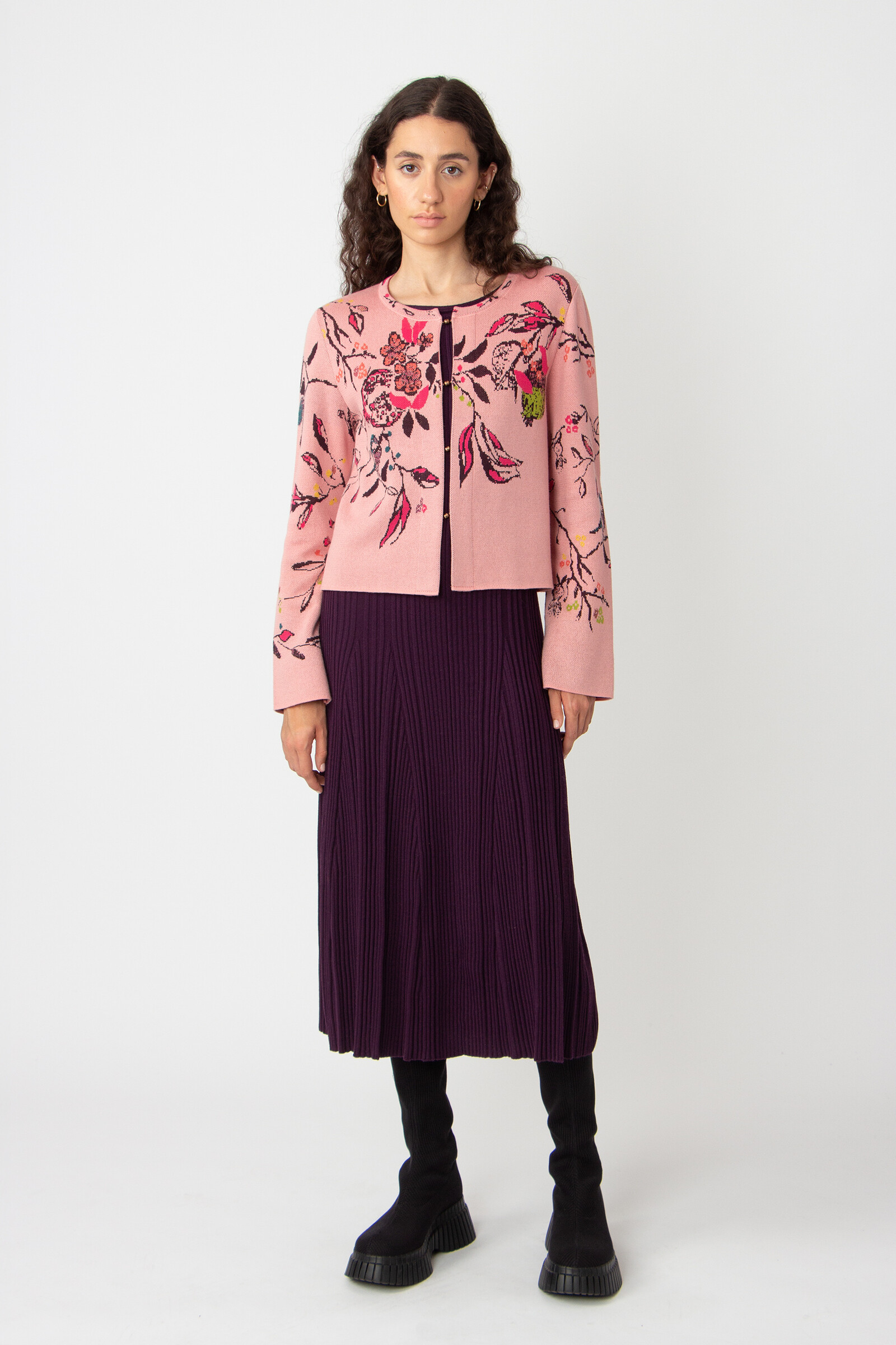 IVKO  Woman IVKO - Jacquard Cardigan Floral Pattern Light Pink