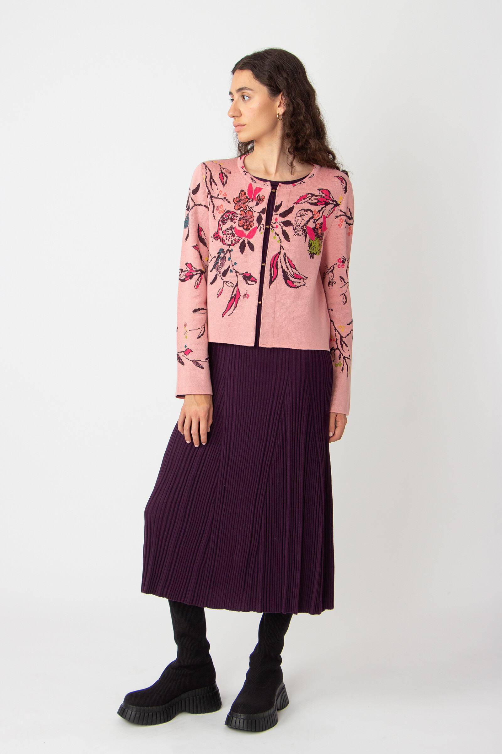 IVKO  Woman IVKO - Jacquard Cardigan Floral Pattern Light Pink