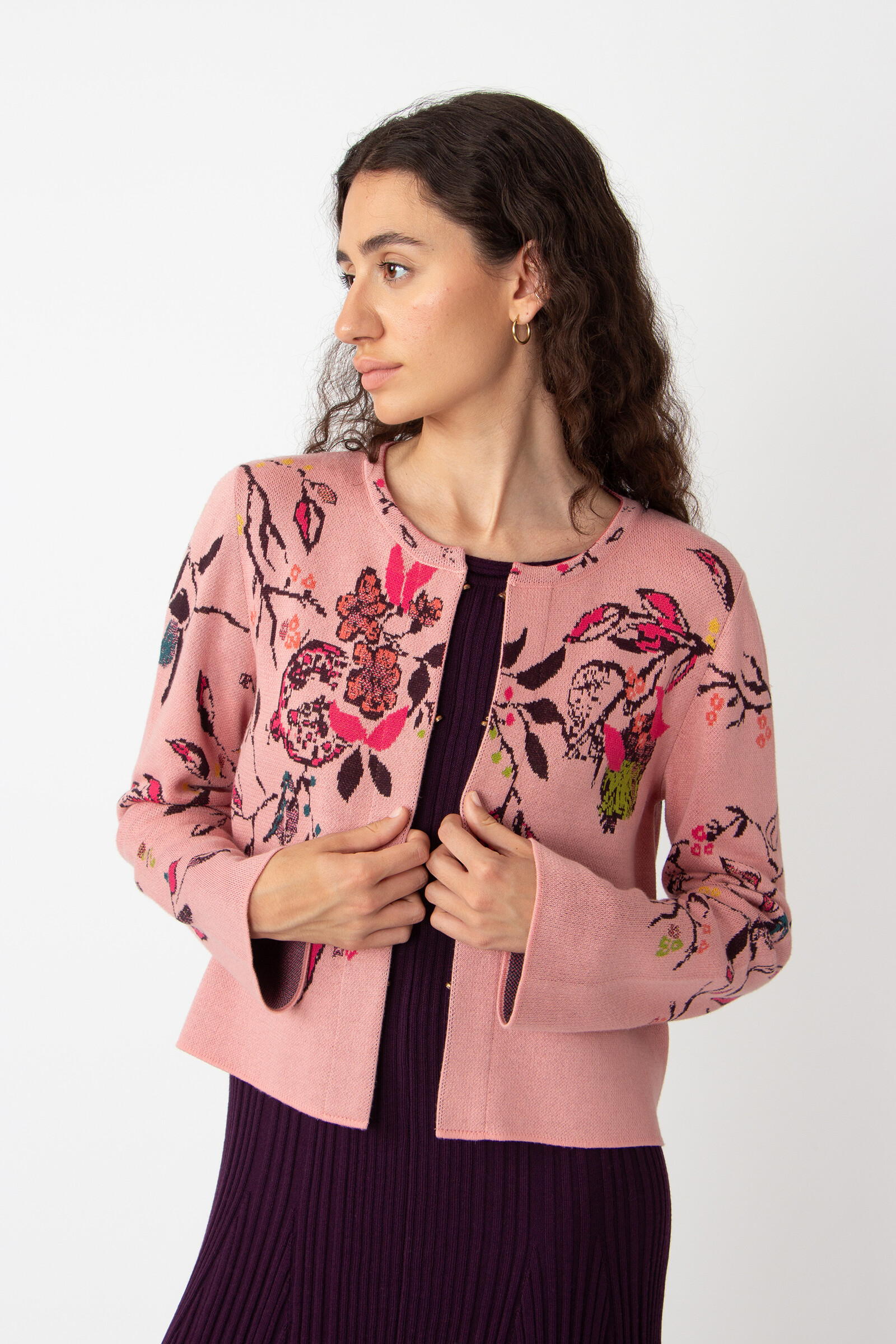 IVKO  Woman IVKO - Jacquard Cardigan Floral Pattern Light Pink