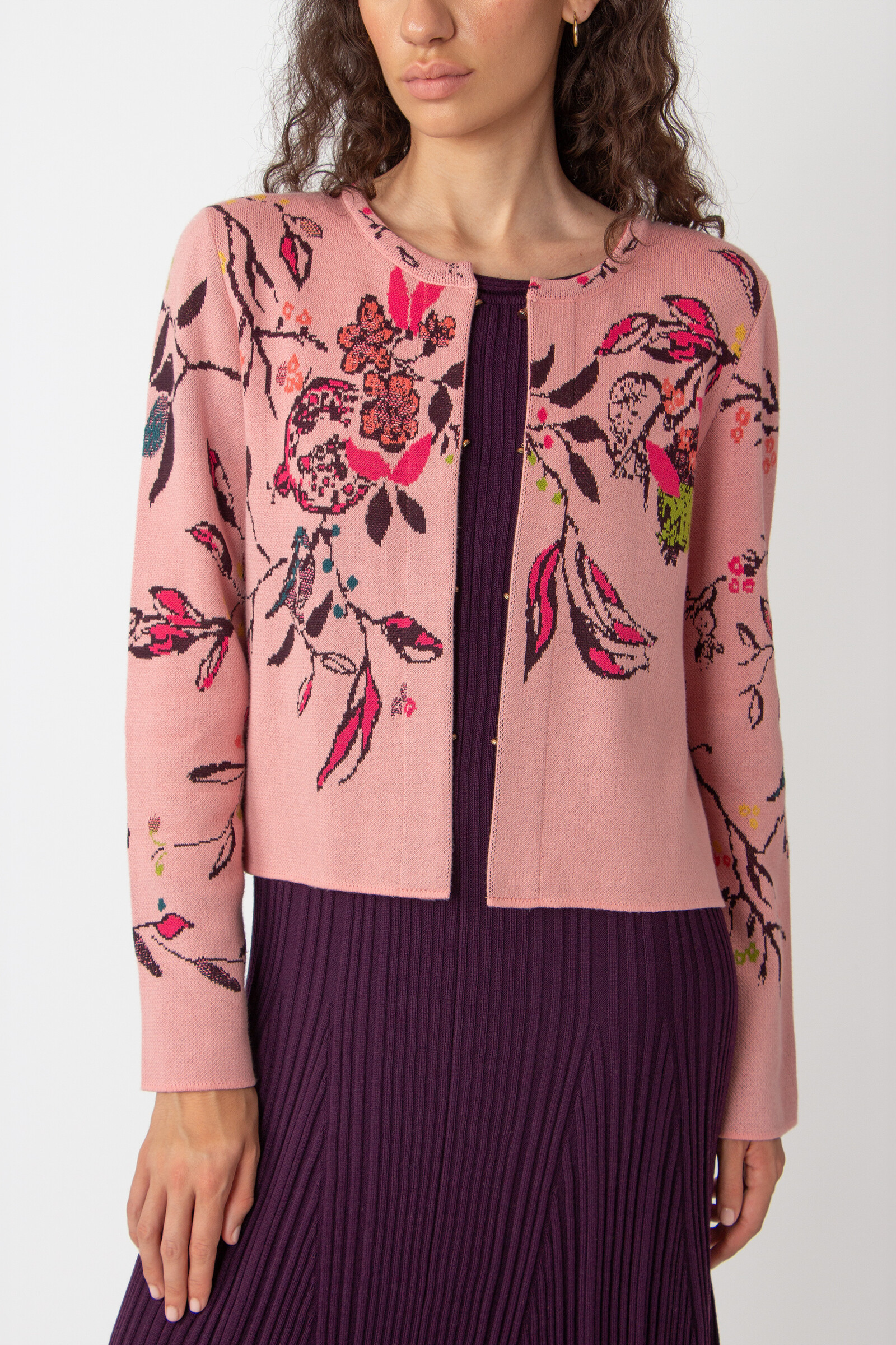 IVKO  Woman IVKO - Jacquard Cardigan Floral Pattern Light Pink