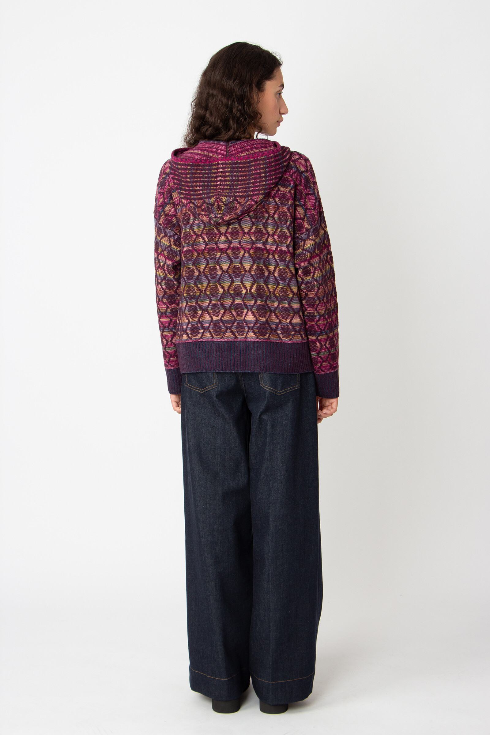 IVKO  Woman IVKO - Zip Jacket with Hoodie Geometric Pattern Plum