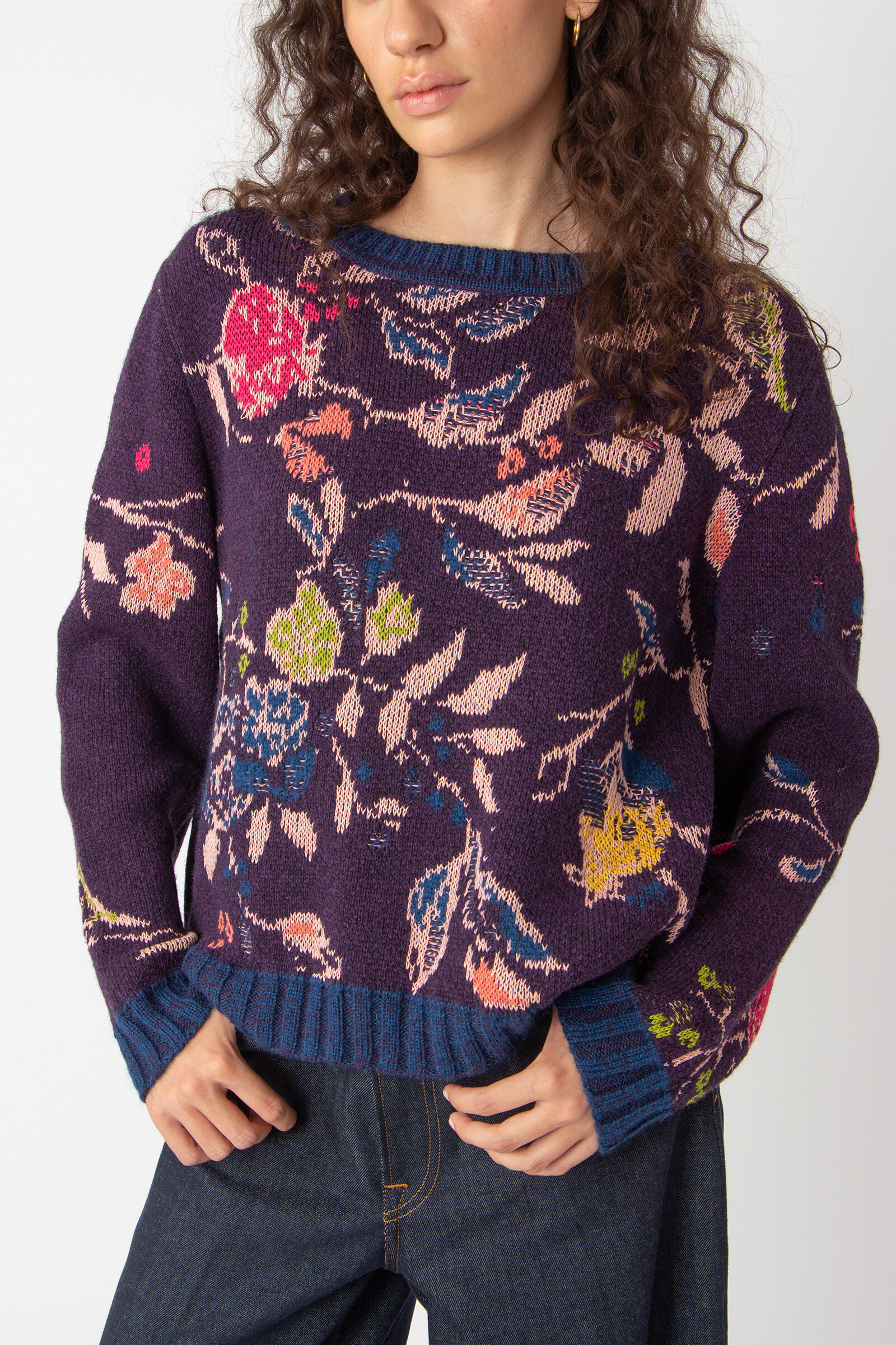 IVKO  Woman IVKO - Jacquard Pullover Floral Pattern Plum