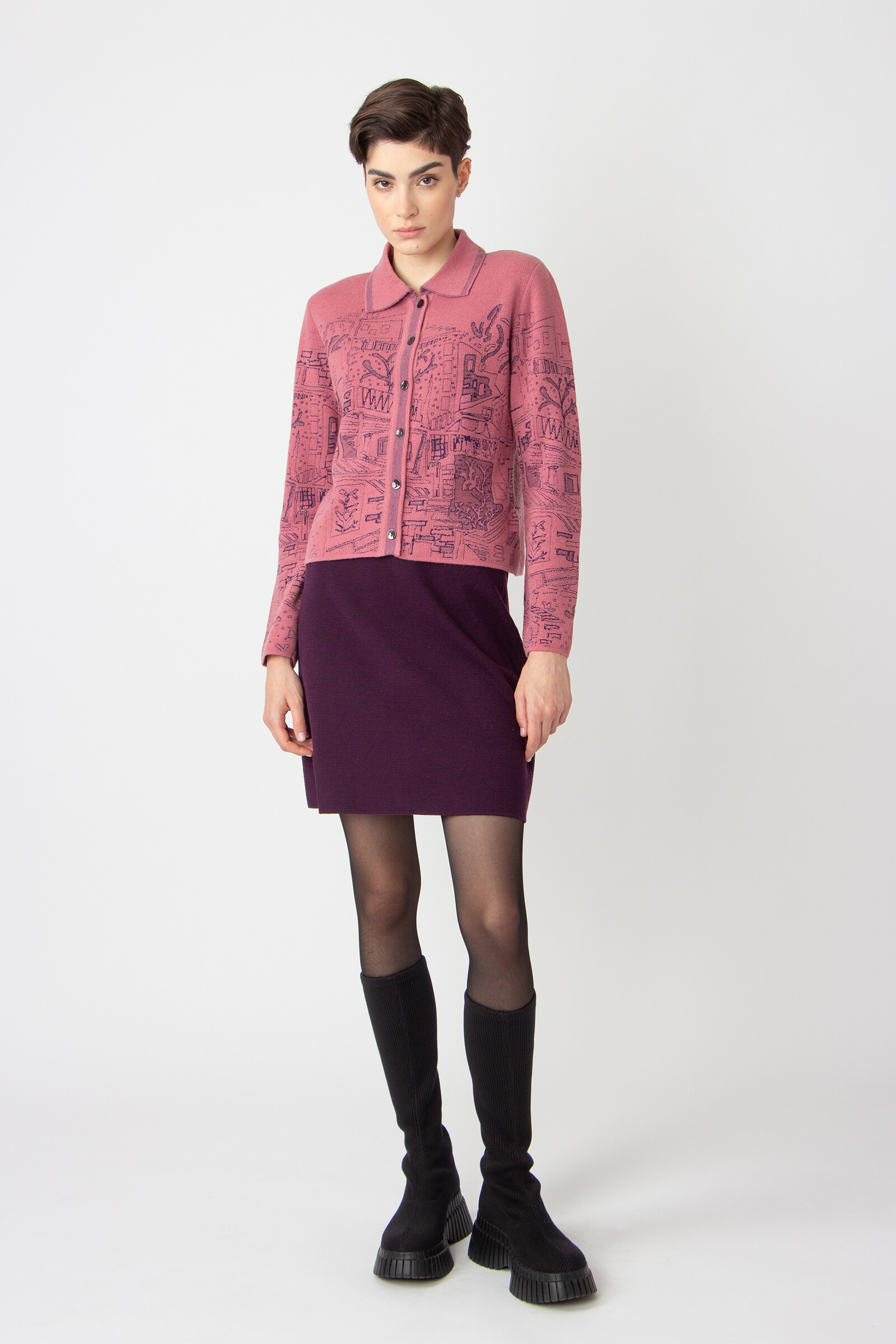 IVKO  Woman IVKO - Jacquard Jacket Favela Pattern Powder