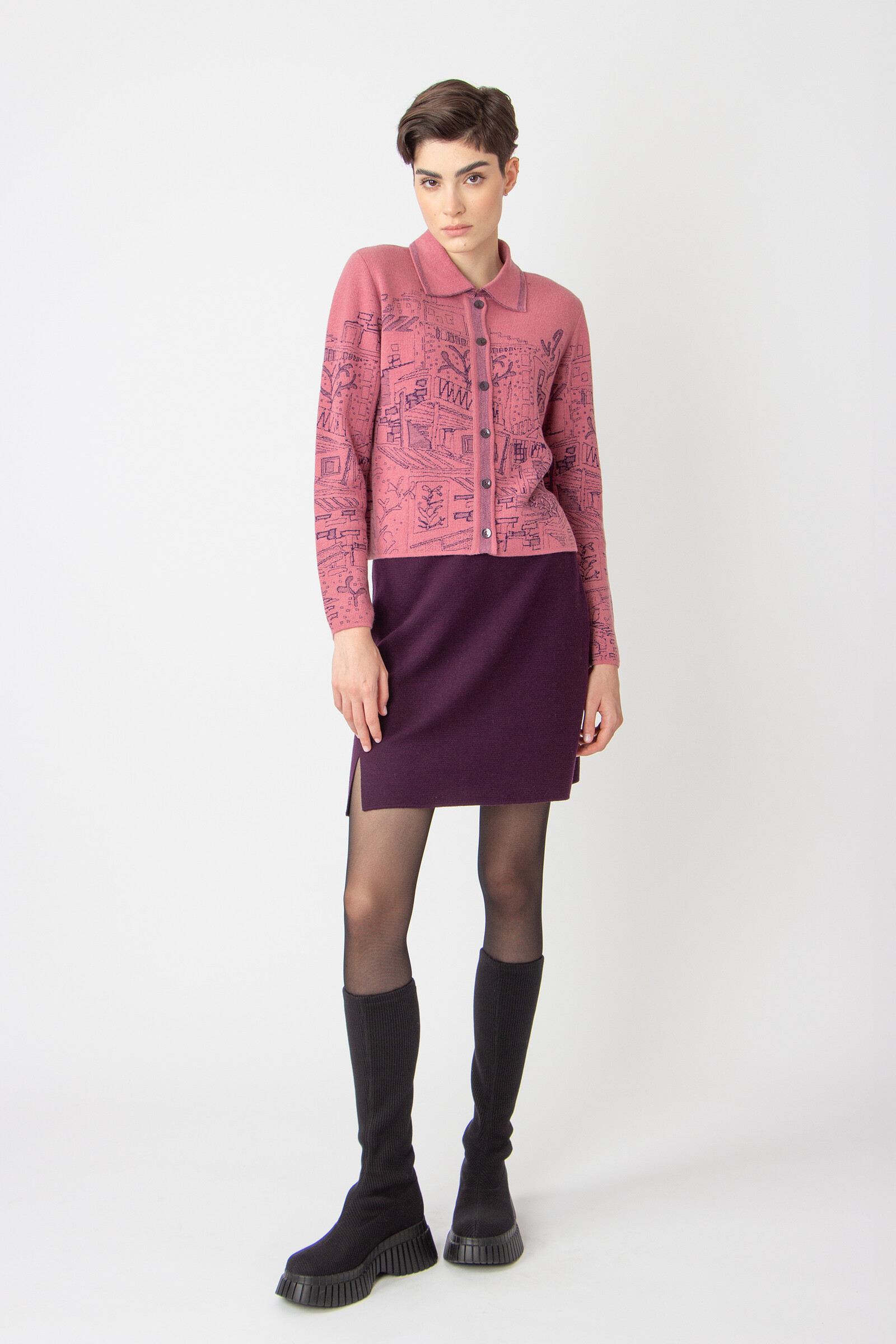 IVKO  Woman IVKO - Jacquard Jacket Favela Pattern Powder