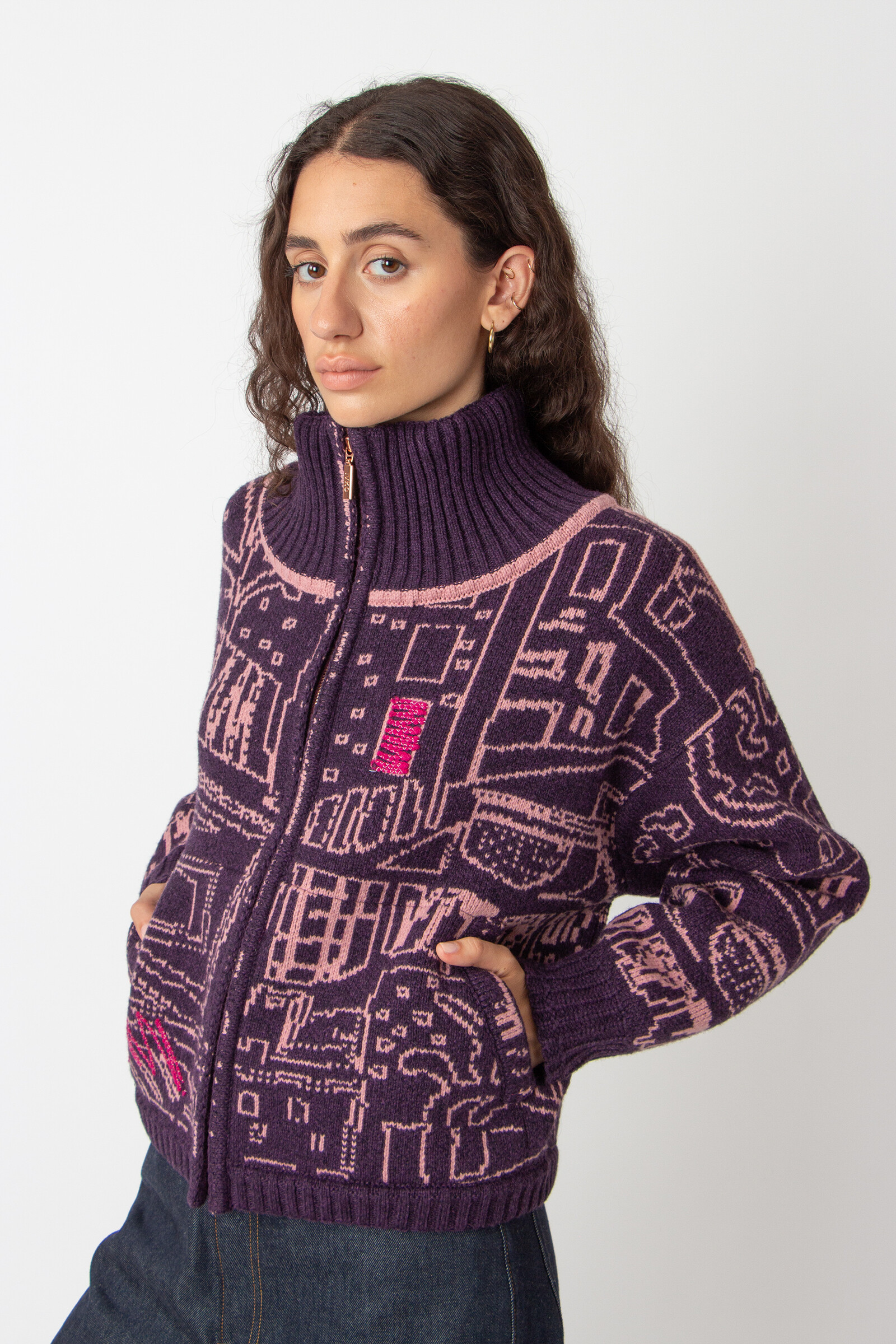 IVKO  Woman IVKO - Bomber Jacket Favela Pattern Plum