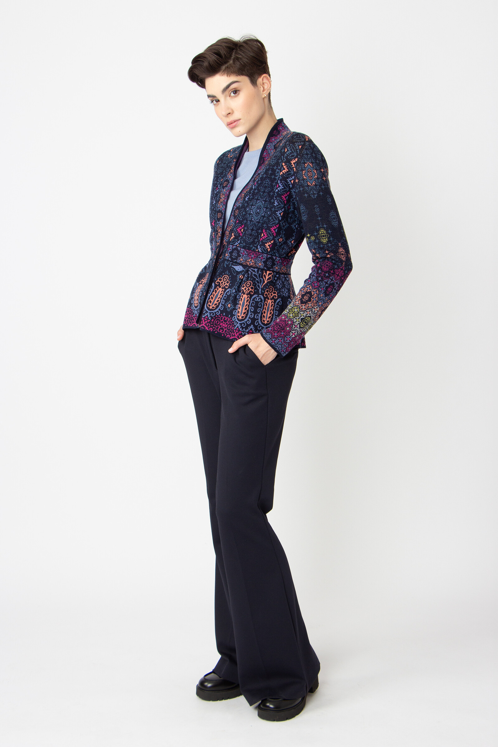 IVKO  Woman IVKO - Jacquard Jacket Ornament Pattern Marine