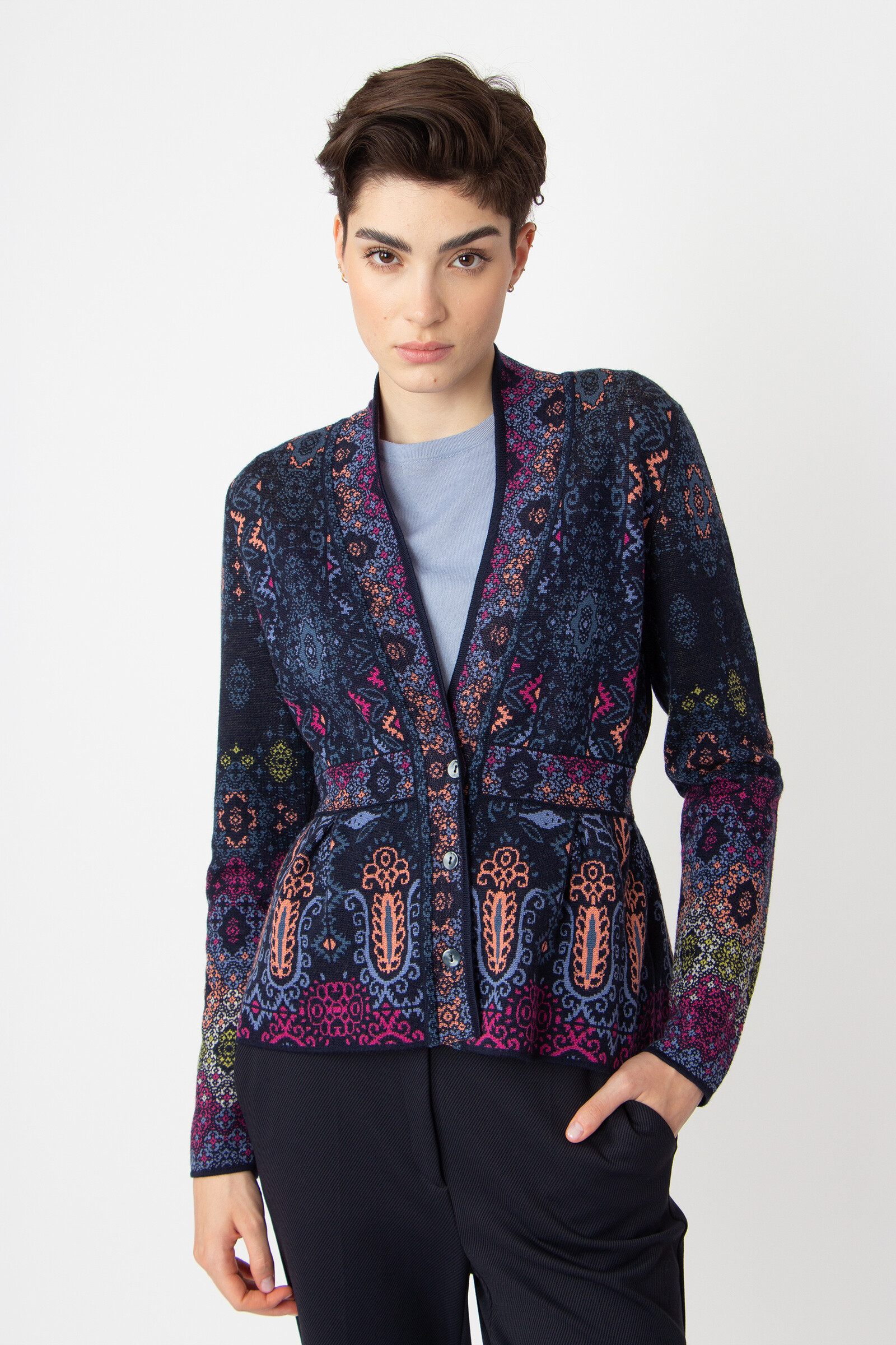 IVKO  Woman IVKO - Jacquard Jacket Ornament Pattern Marine