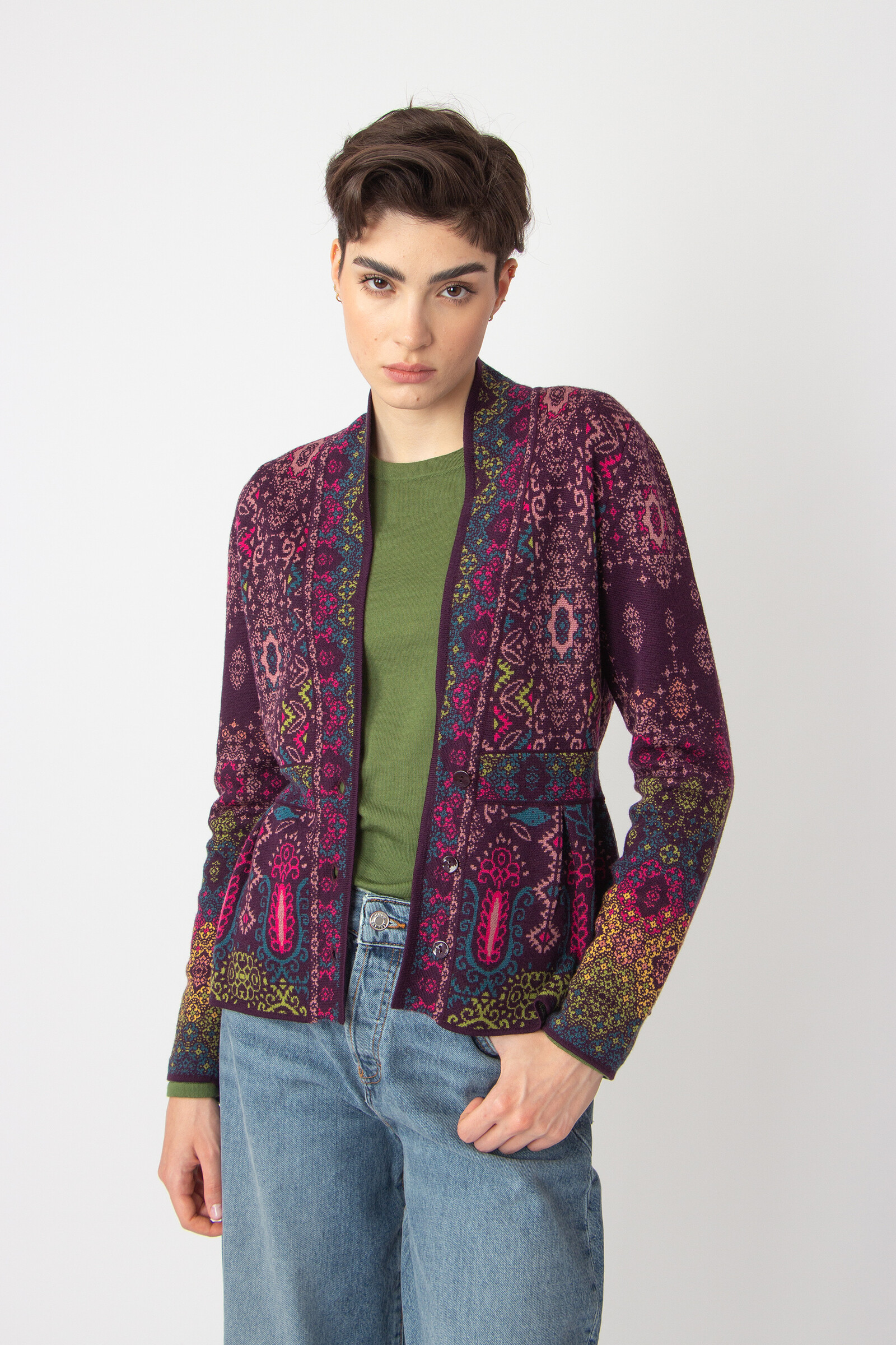 IVKO  Woman IVKO - Jacquard Jacket Ornament Pattern Plum