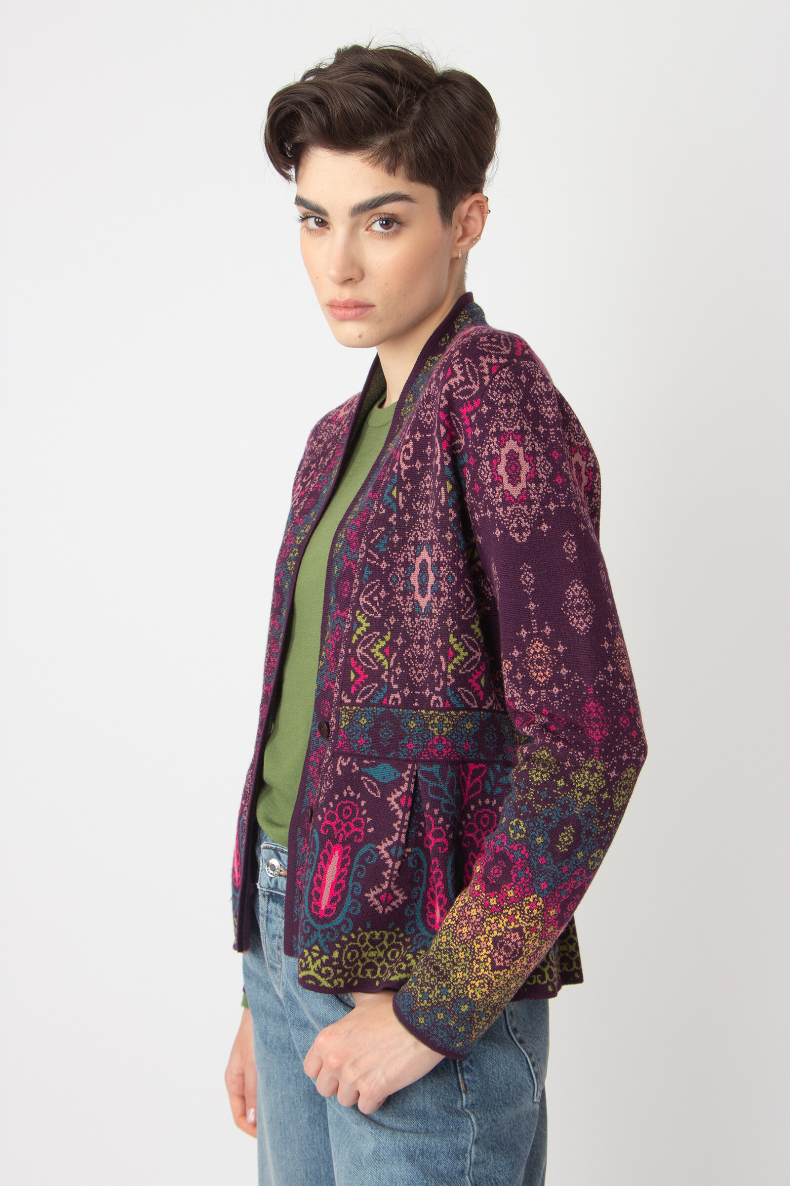 IVKO  Woman IVKO - Jacquard Jacket Ornament Pattern Plum