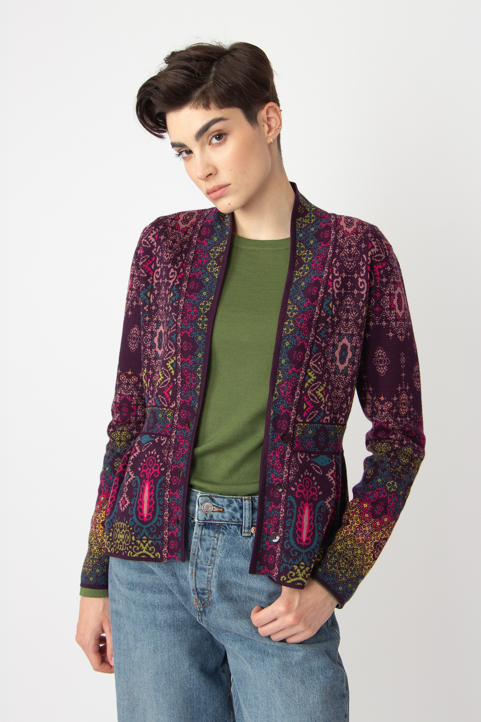 IVKO  Woman IVKO - Jacquard Jacket Ornament Pattern Plum
