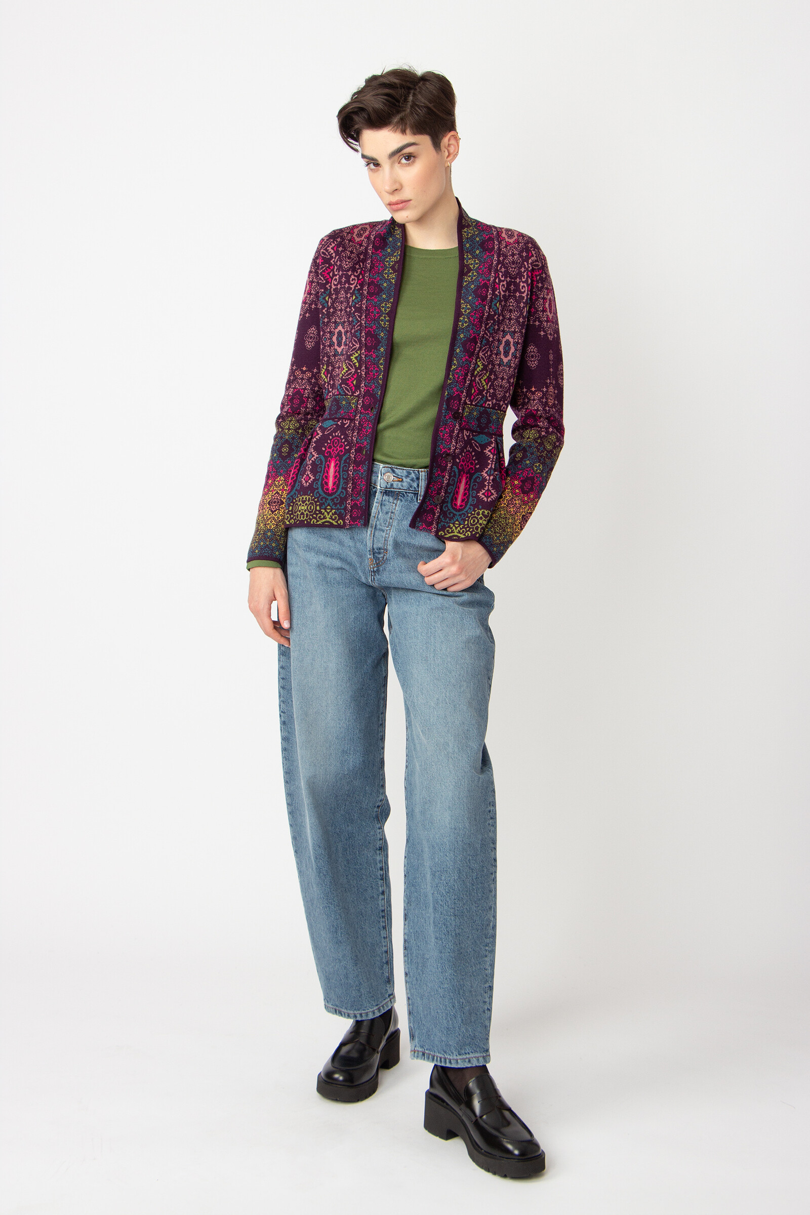 IVKO  Woman IVKO - Jacquard Jacket Ornament Pattern Plum