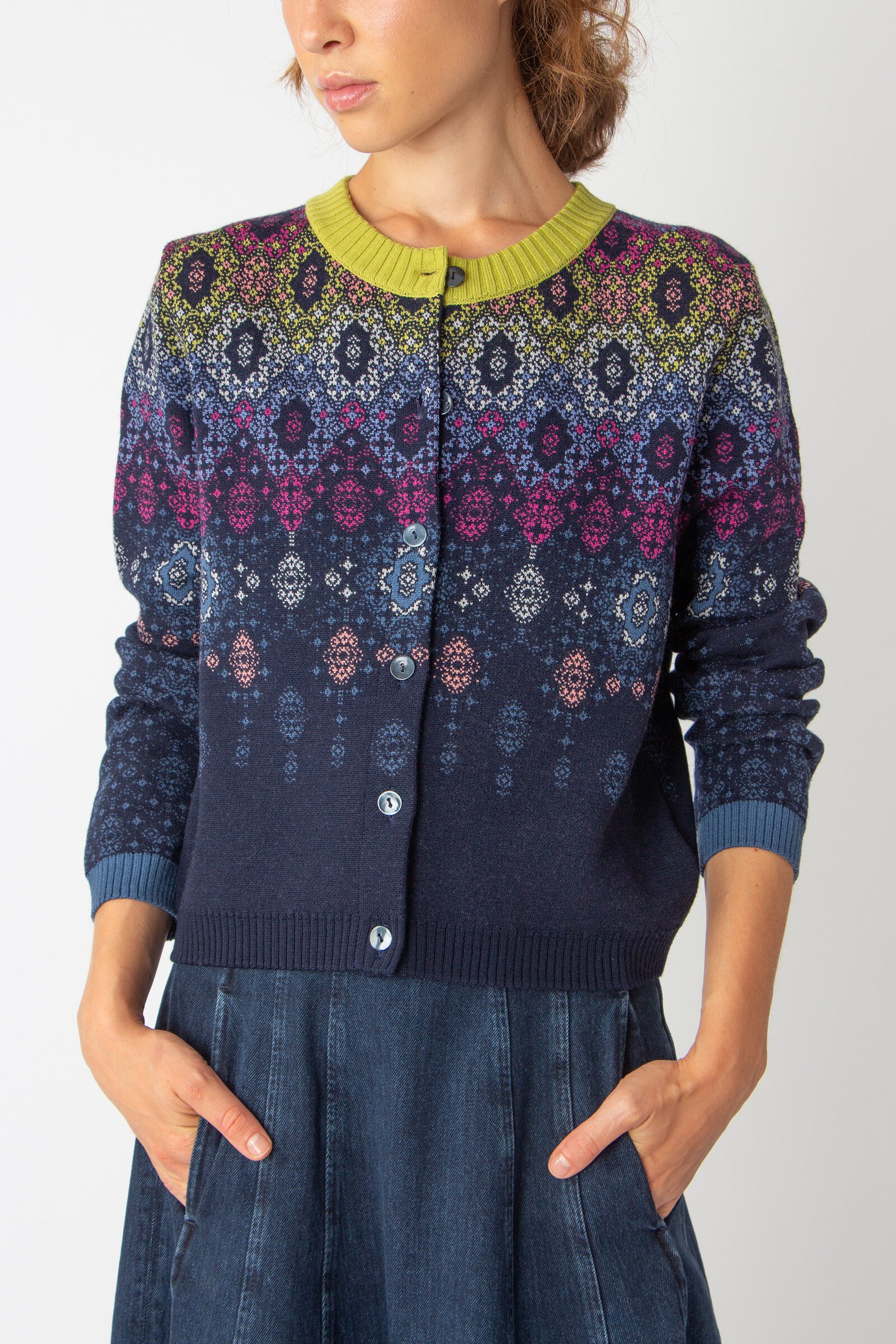 IVKO  Woman IVKO - Jacquard Cardigan Ornament Pattern Marine