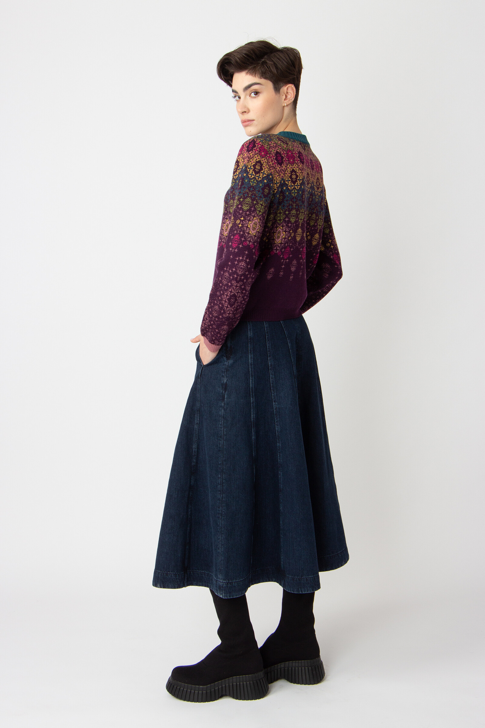 IVKO  Woman IVKO - Jacquard Cardigan Ornament Pattern Plum