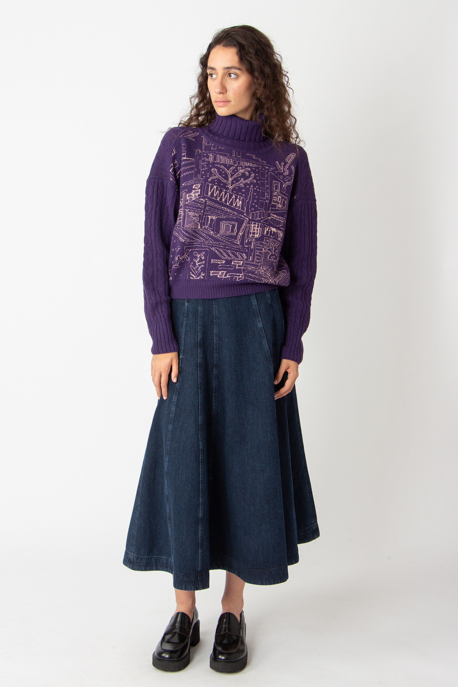 IVKO  Woman IVKO - Roll-Neck Pullover Favela Pattern Plum