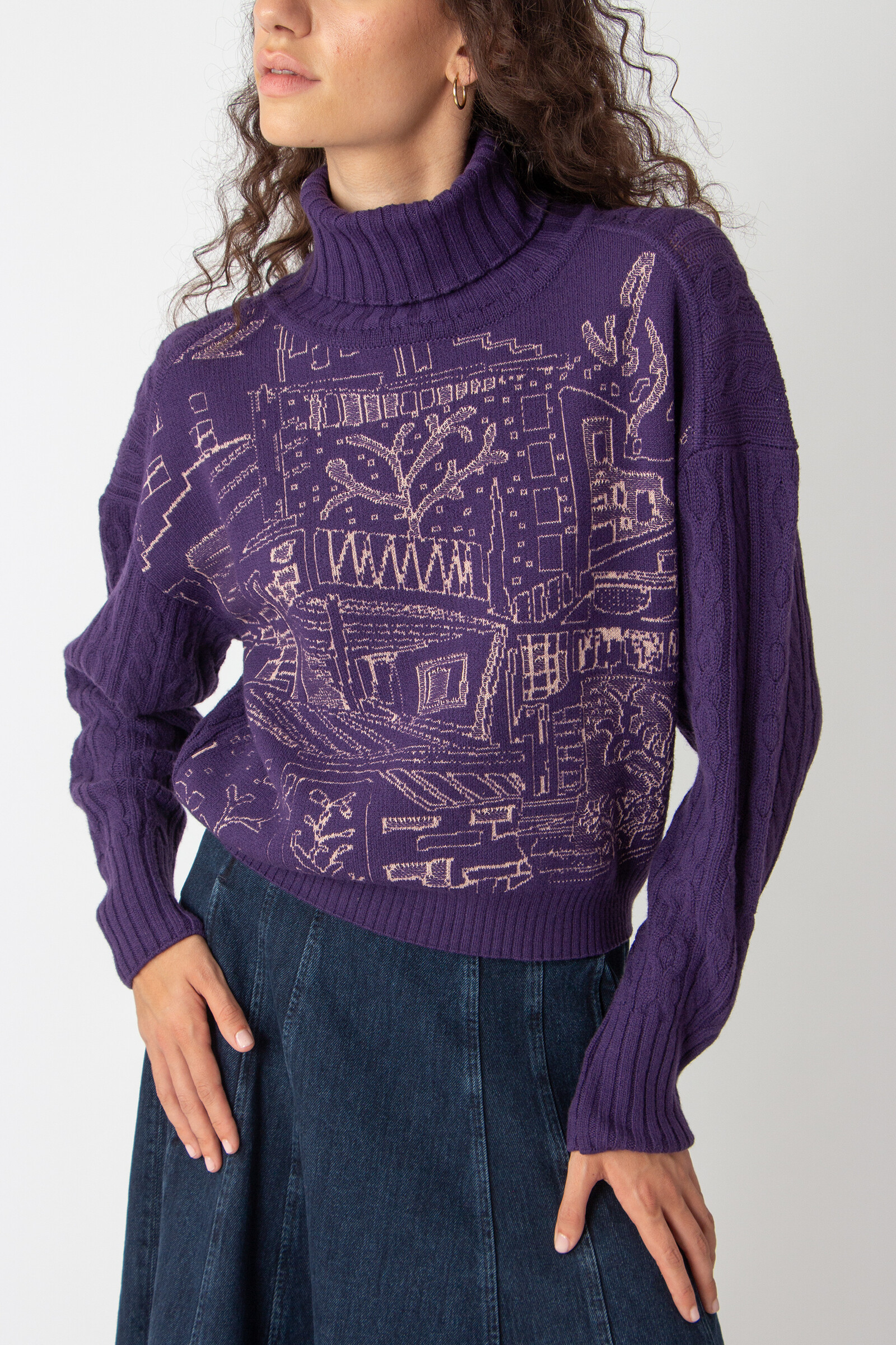 IVKO  Woman IVKO - Roll-Neck Pullover Favela Pattern Plum