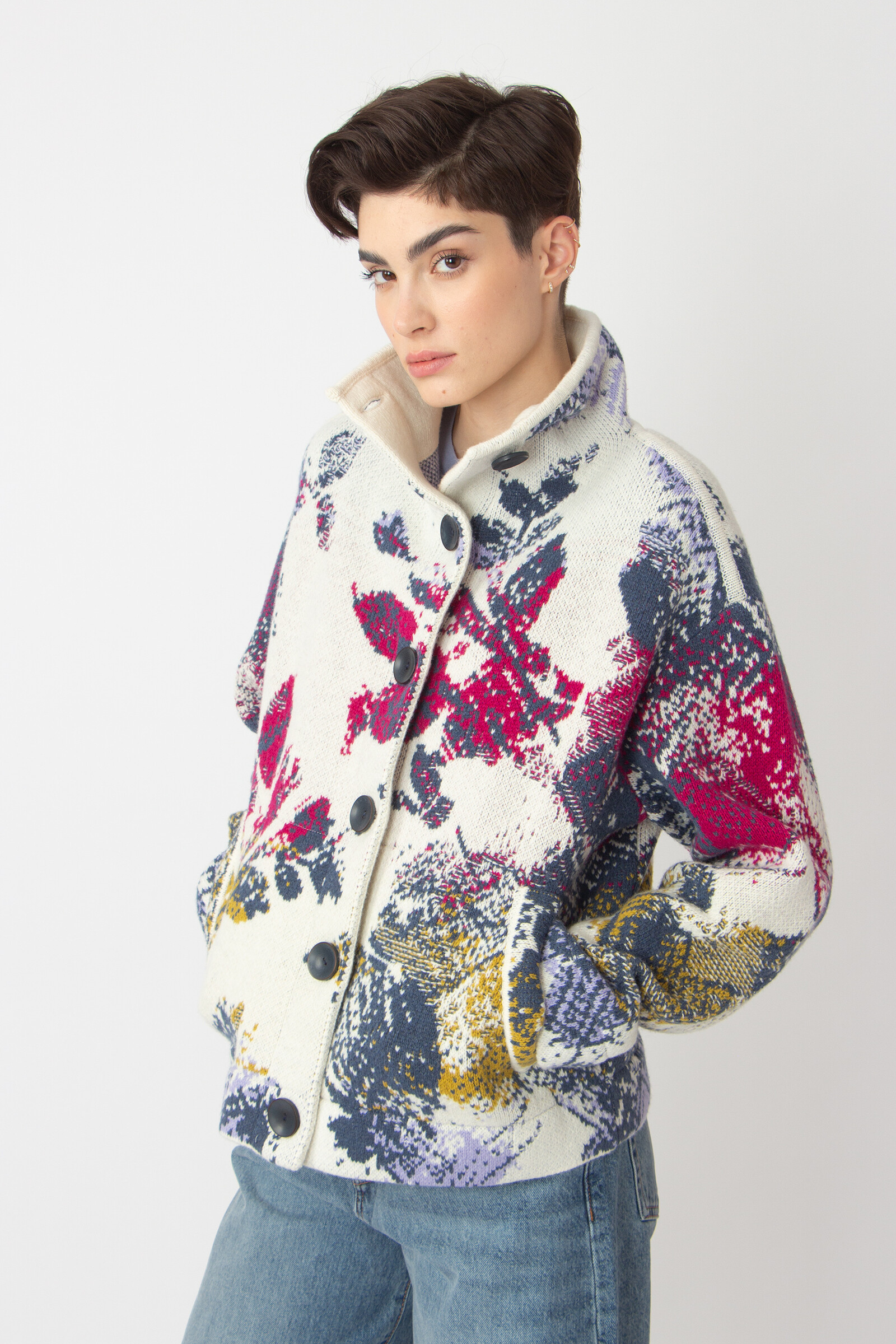 IVKO  Woman IVKO - Jacquard Roll-Neck Jacket Camouflage Pattern Off-White